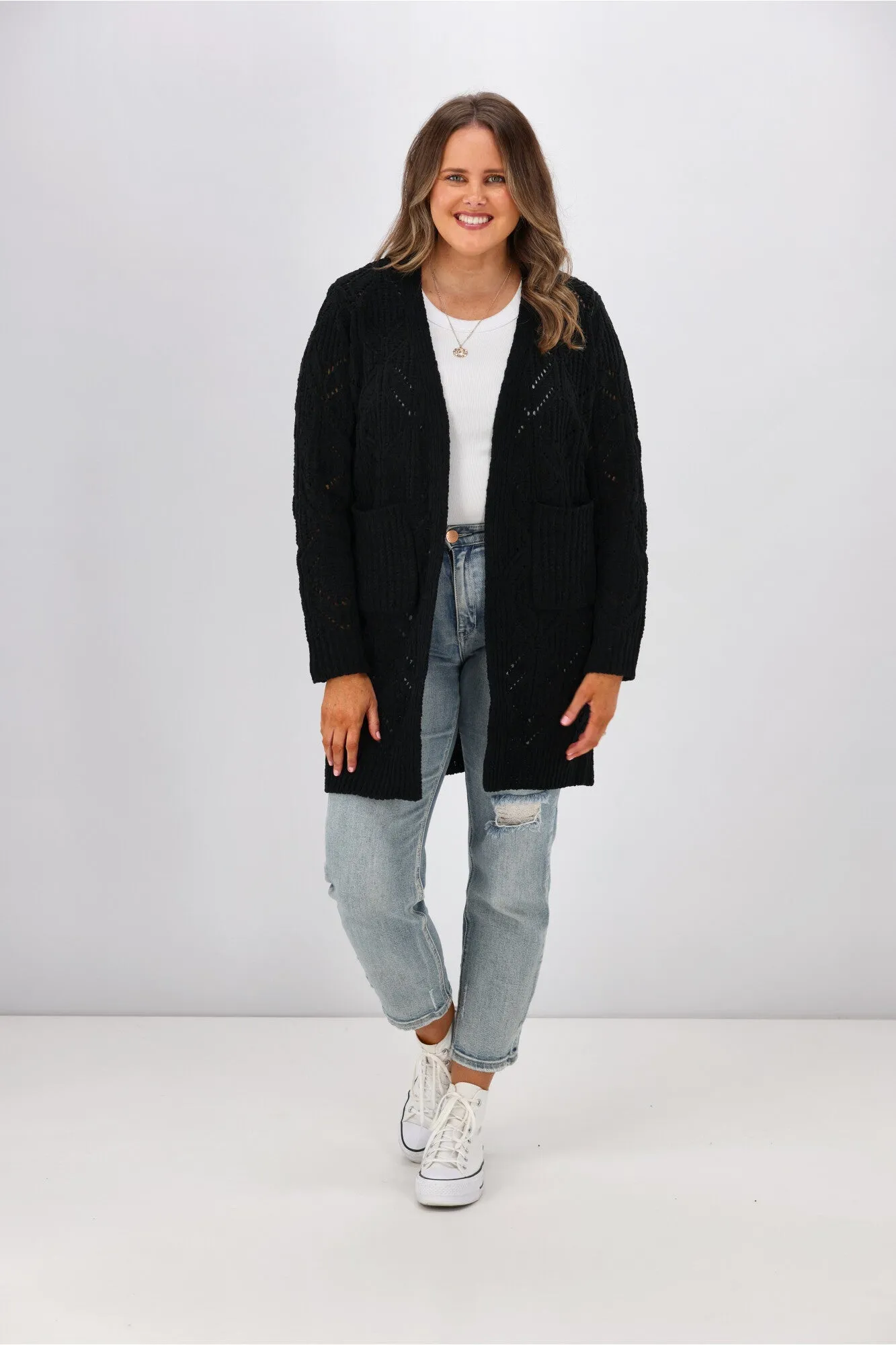 Boho Australia Fia Cable Cardigan Black