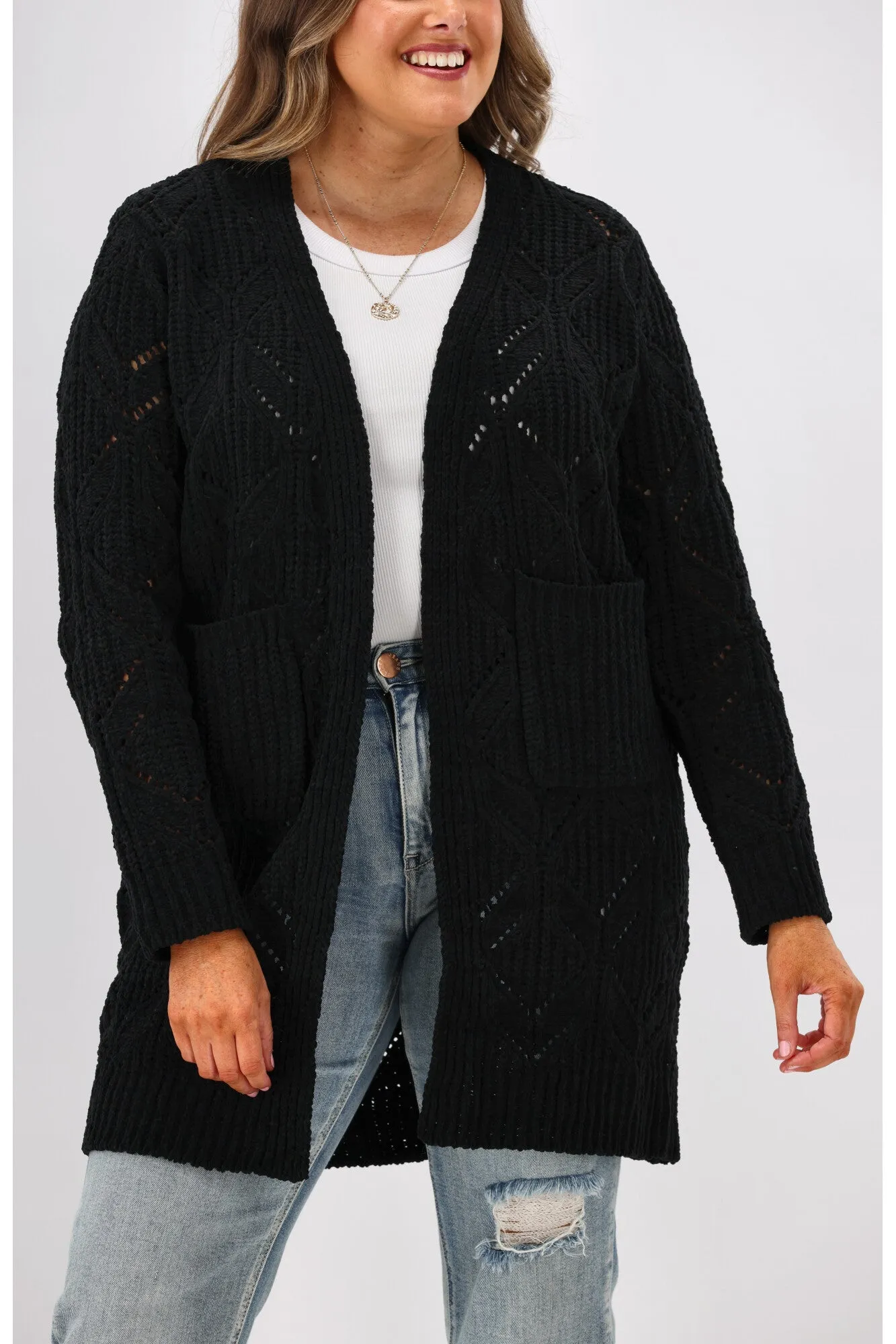 Boho Australia Fia Cable Cardigan Black