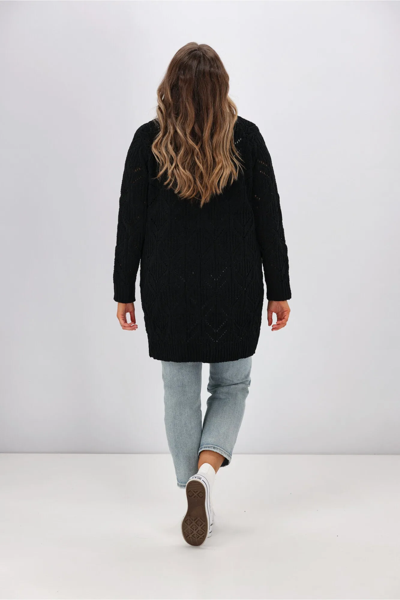 Boho Australia Fia Cable Cardigan Black