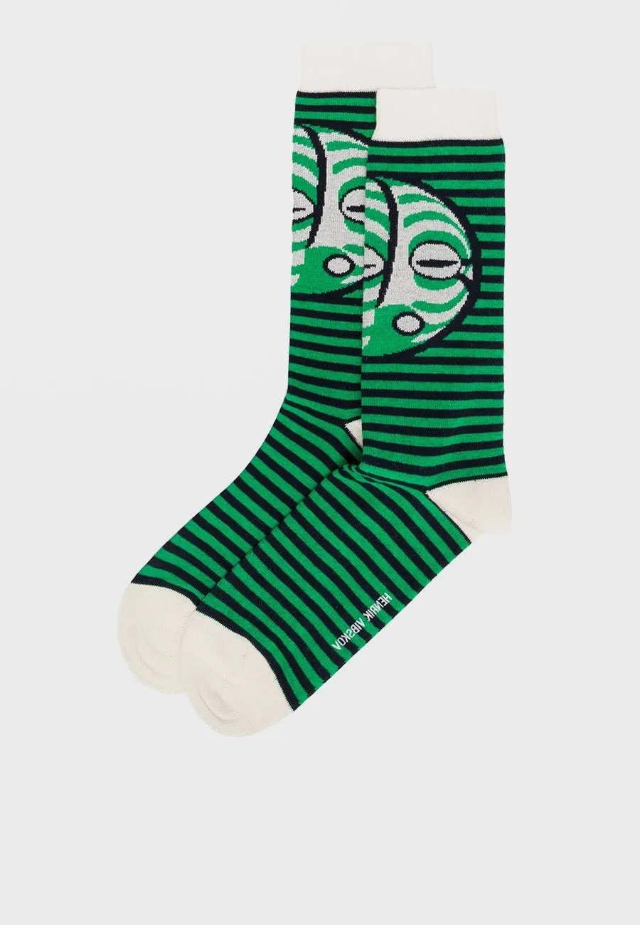 Breath Socks - green flower