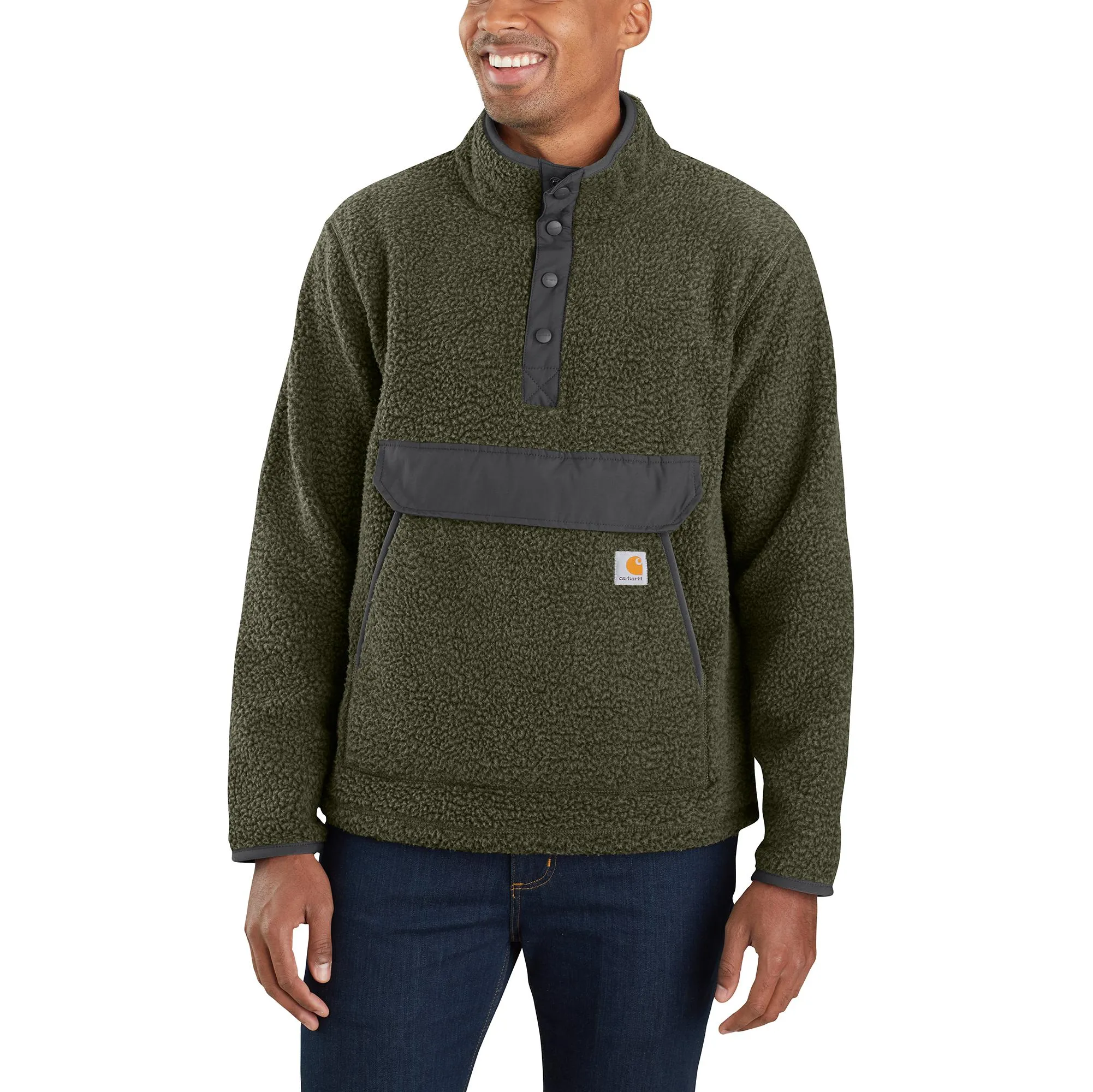 Carhartt Men's Relaxed Fit Snap Front Fleece Pullover