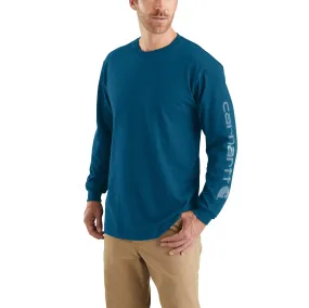 Carhartt Men's Signature Logo Long Sleeve T-Shirt_Bold Blue Heather