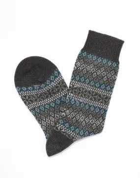 CASHMERE FAIR ISLE SOCKS - GREEN