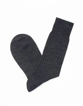 CHARCOAL MID-CALF HOSE WOOL SOCKS