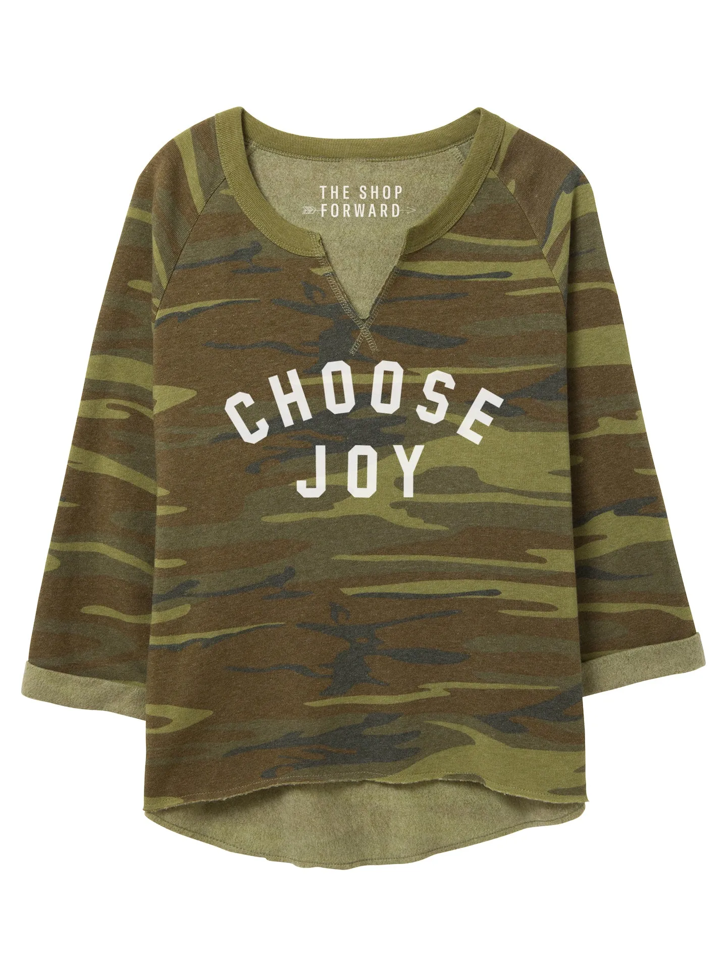 CHOOSE JOY Cropped Camo Sweatshirt