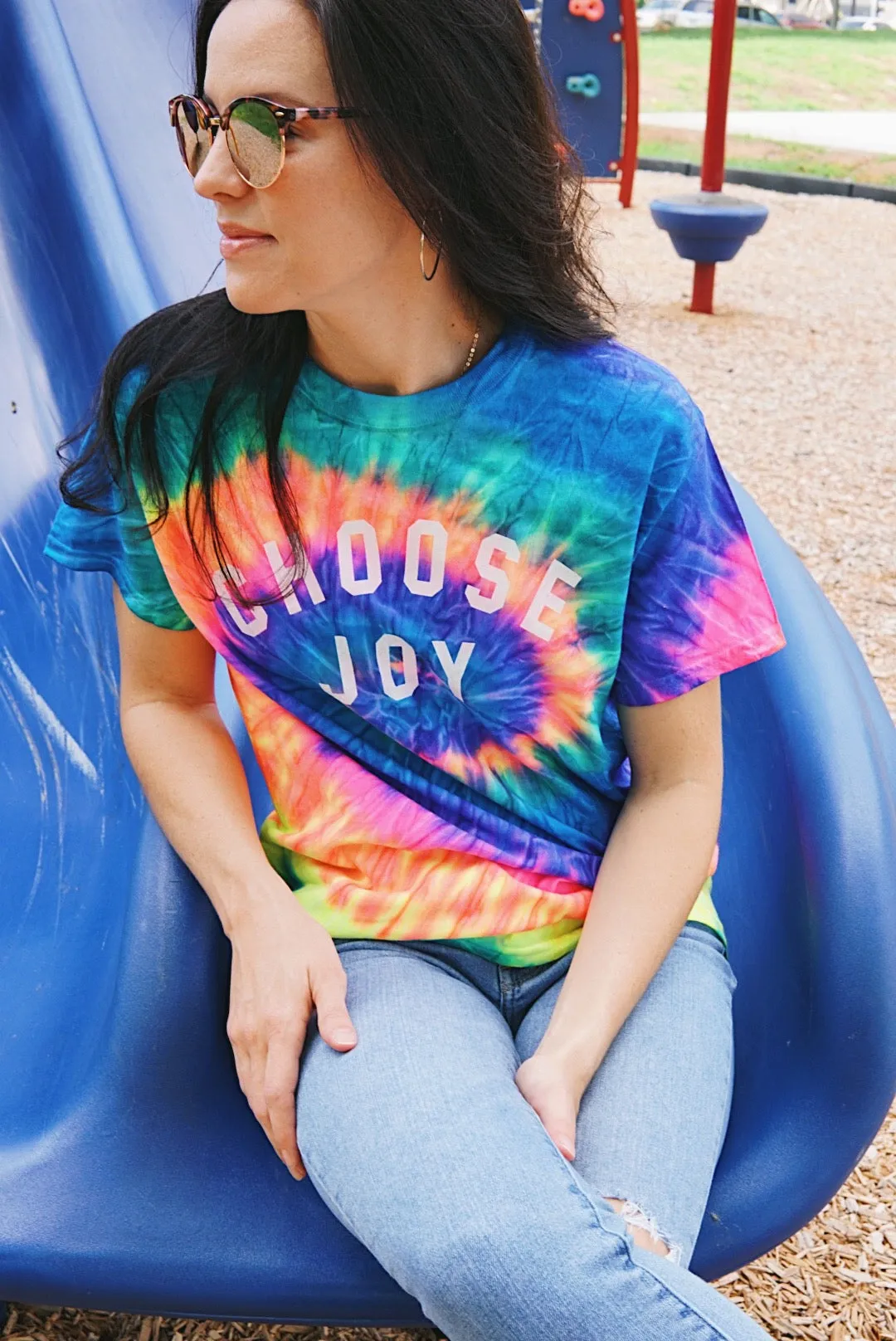 CHOOSE JOY Unisex Bright Neon Tie-Dye Tee