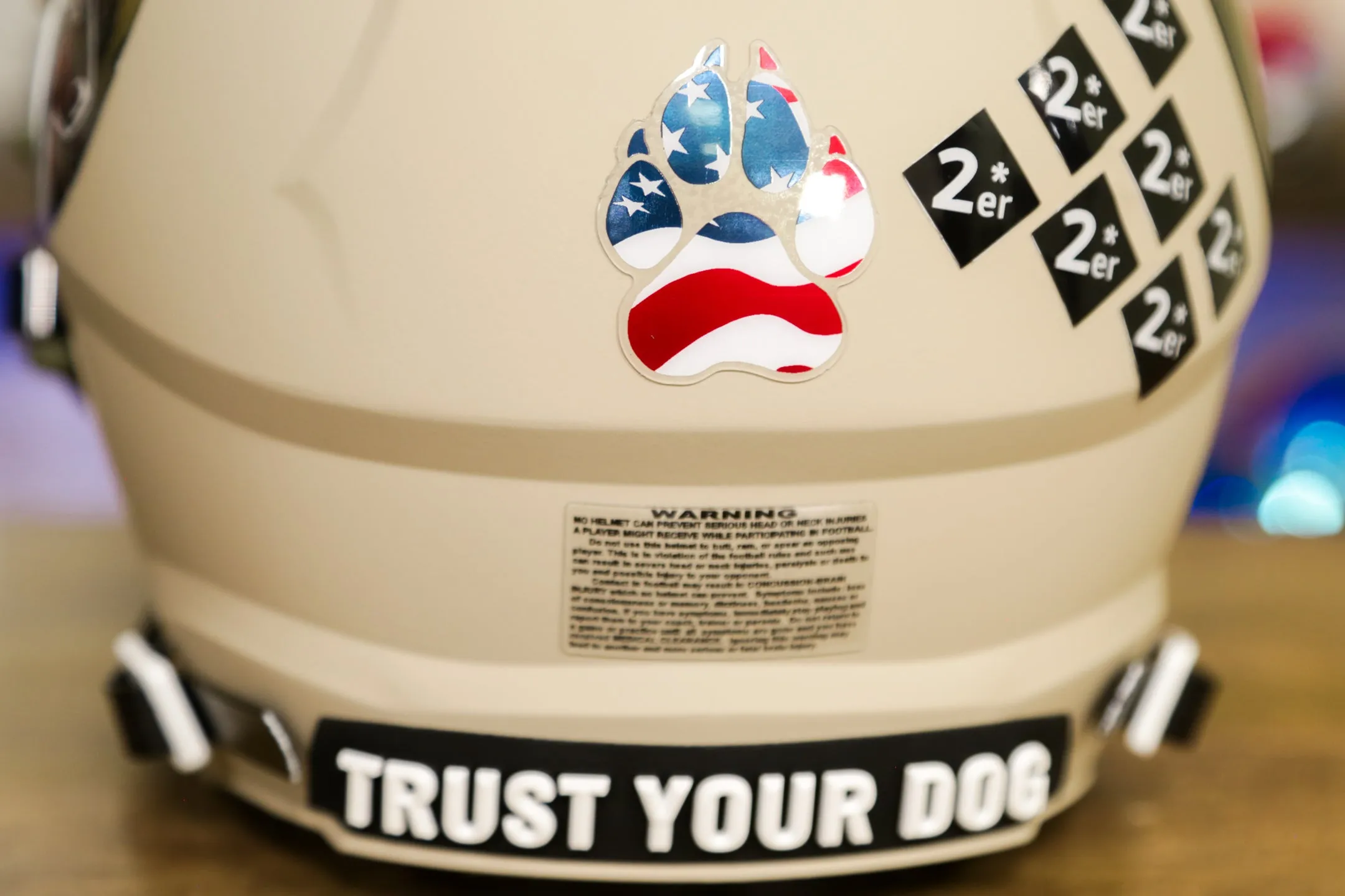 Chrome Paw Print US Flag Helmet Decal