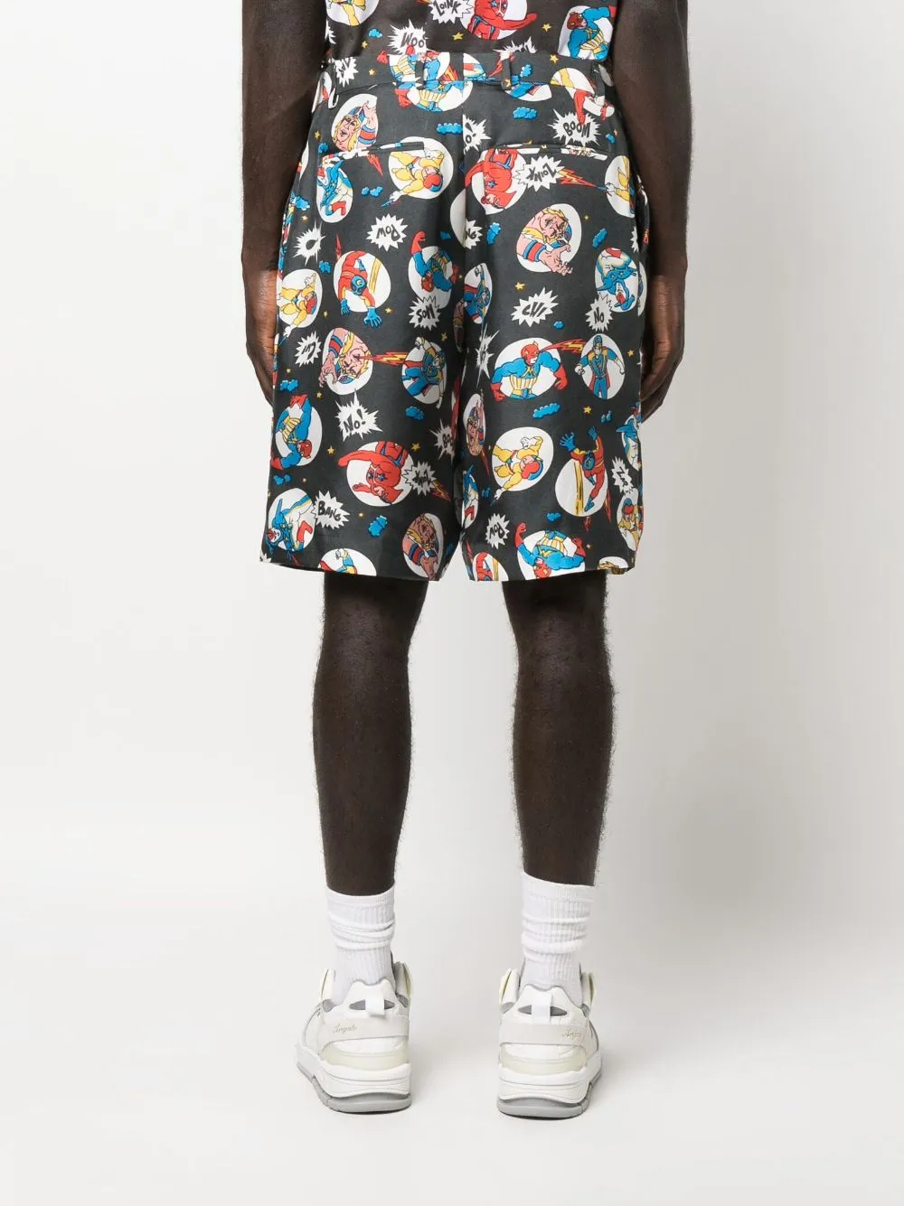 Comic-Print Silk Shorts