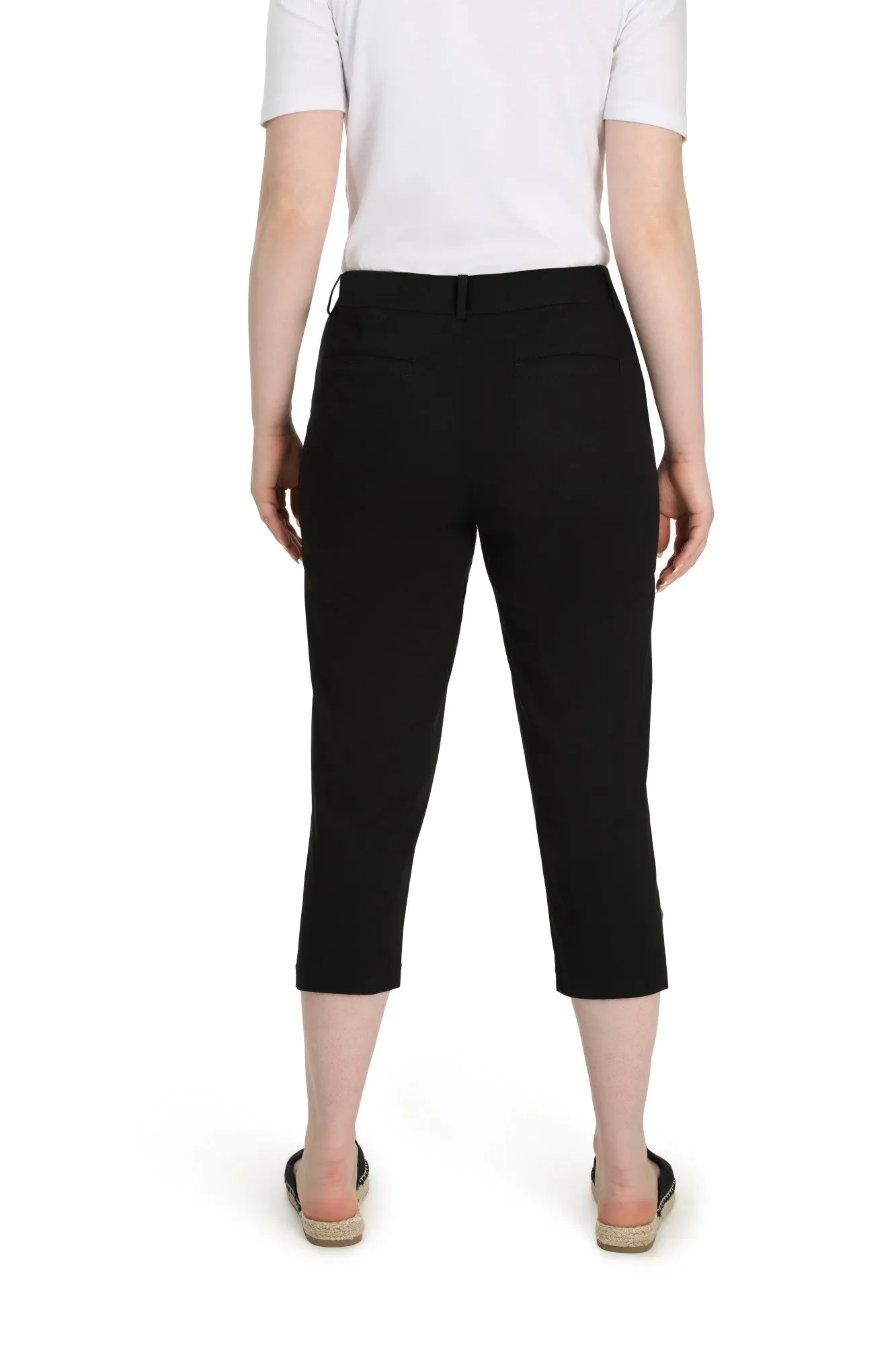 Cotton Elastane Mid Calf Pants | BLACK | 6813YR