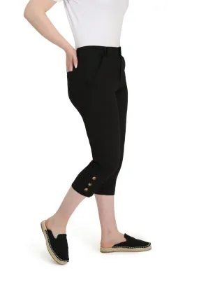 Cotton Elastane Mid Calf Pants | BLACK | 6813YR