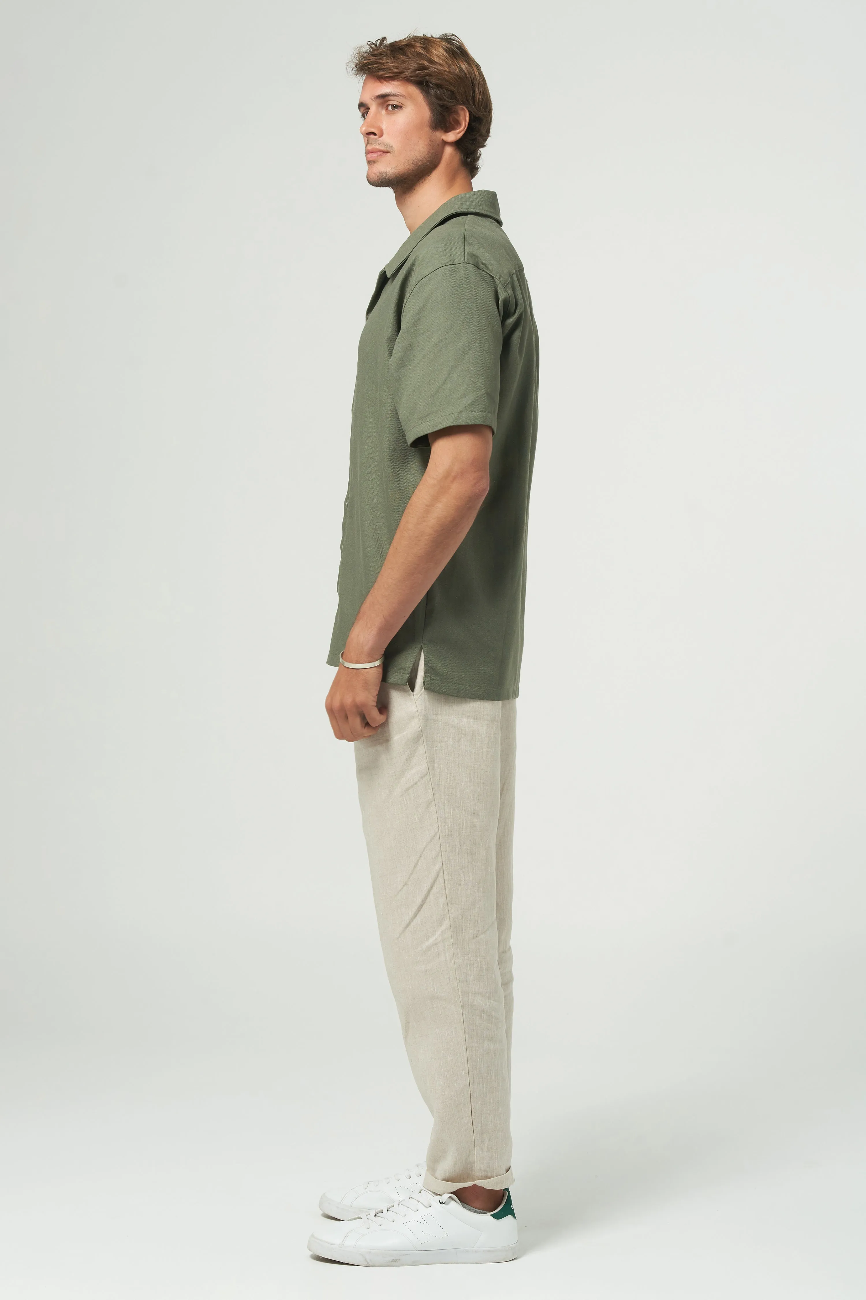 COUSINS HERRINGBONE SHIRT - KHAKI