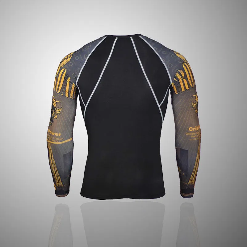 Critical Power 2 Long Sleeve No Gi BJJ Compression Rash Guard & Leggings/Spats for Jiu Jitsu, MMA, Grappling & Wrestling Kit