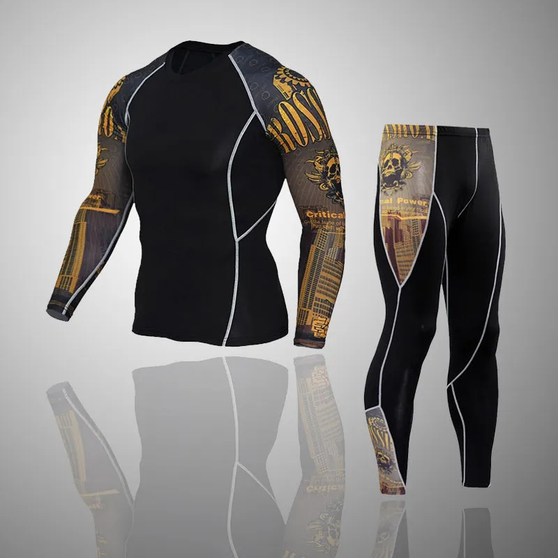 Critical Power 2 Long Sleeve No Gi BJJ Compression Rash Guard & Leggings/Spats for Jiu Jitsu, MMA, Grappling & Wrestling Kit