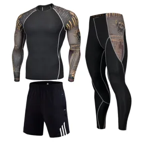 Critical Power 2 Long Sleeve No Gi BJJ Compression Rash Guard, Leggings & Shorts for Jiu Jitsu, MMA, Grappling & Wrestling Kit