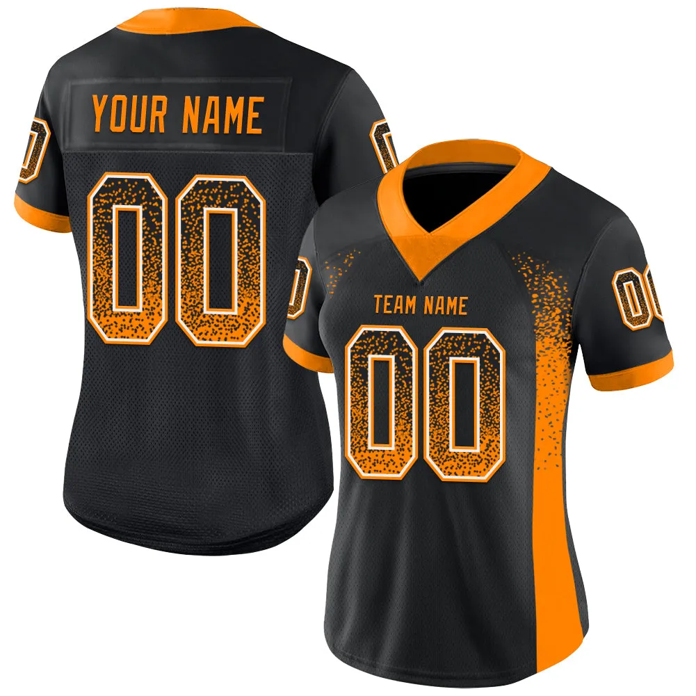 Custom Black Bay Orange-White Mesh Drift Fashion Football Jersey