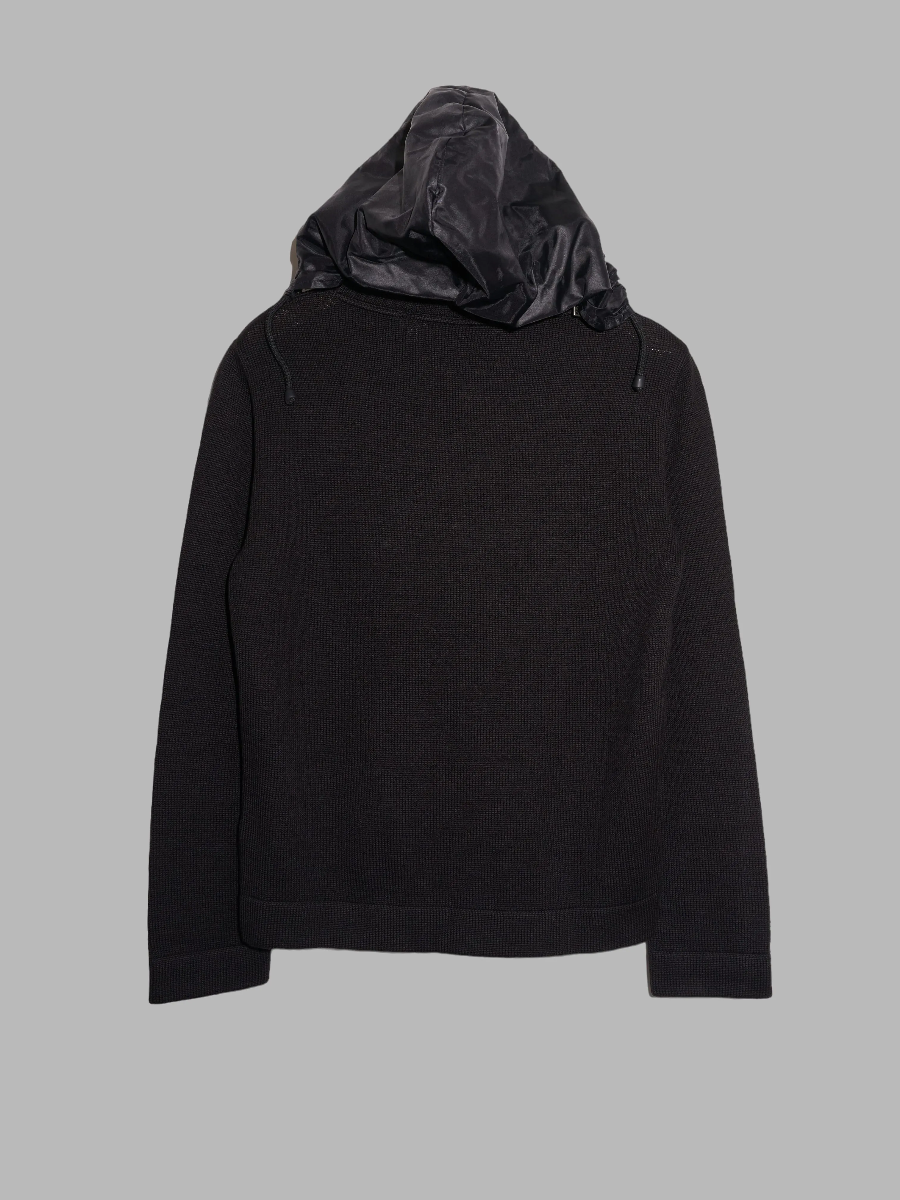 Dirk Bikkembergs 1990s 2000s black wool mock neck jumper with packable hood - S