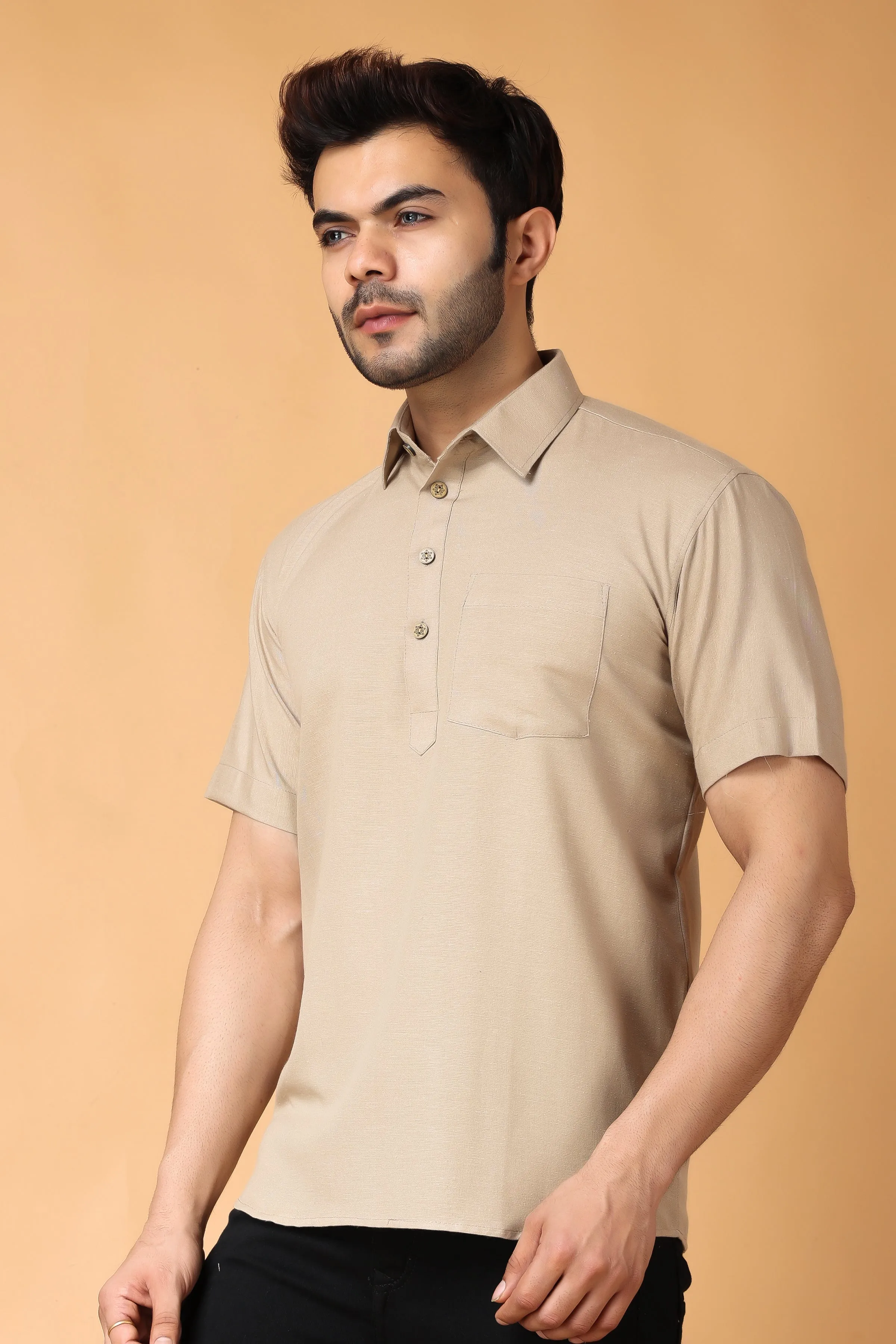 Earthy Cotton Linen Short Kurta