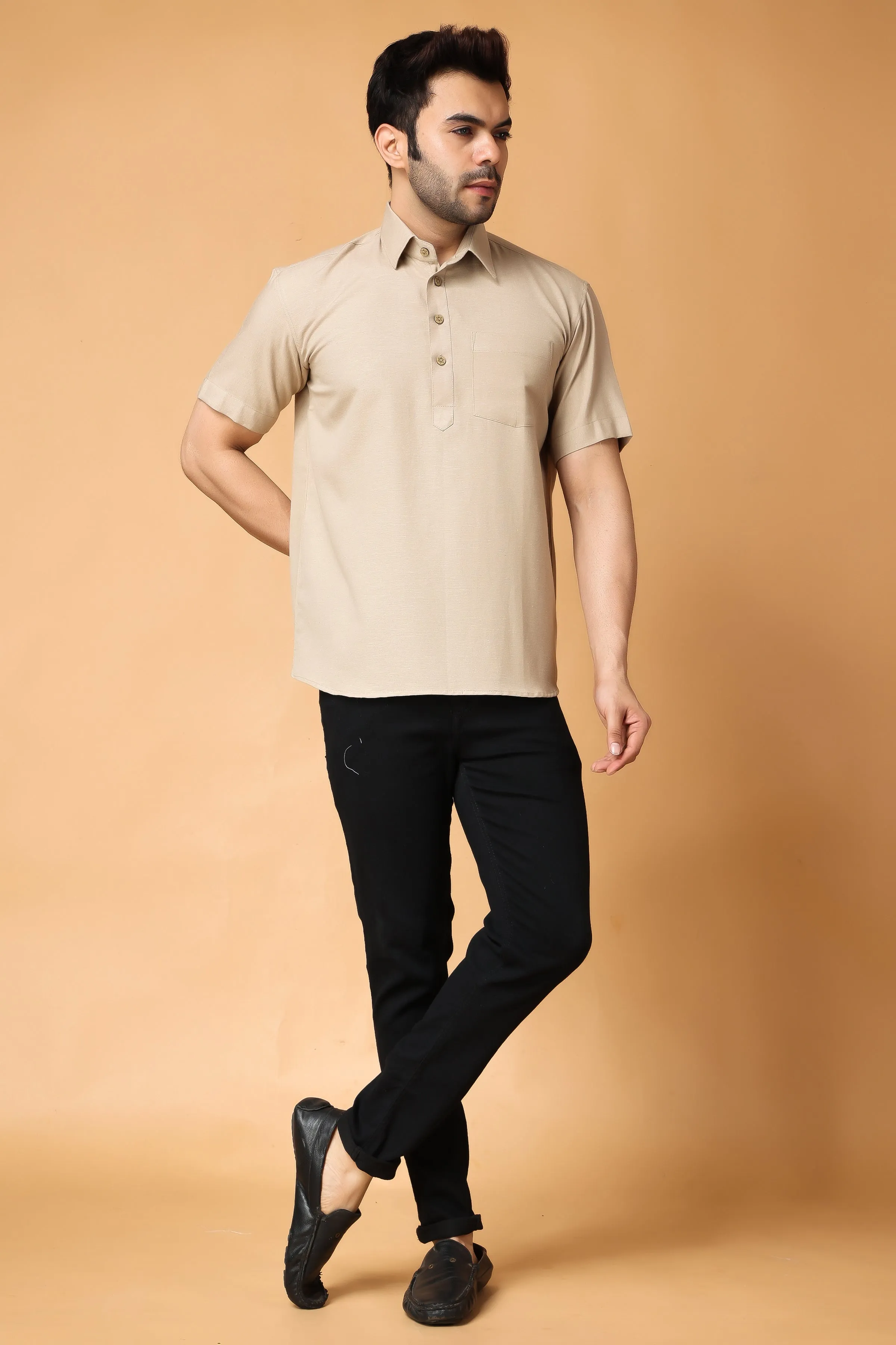 Earthy Cotton Linen Short Kurta