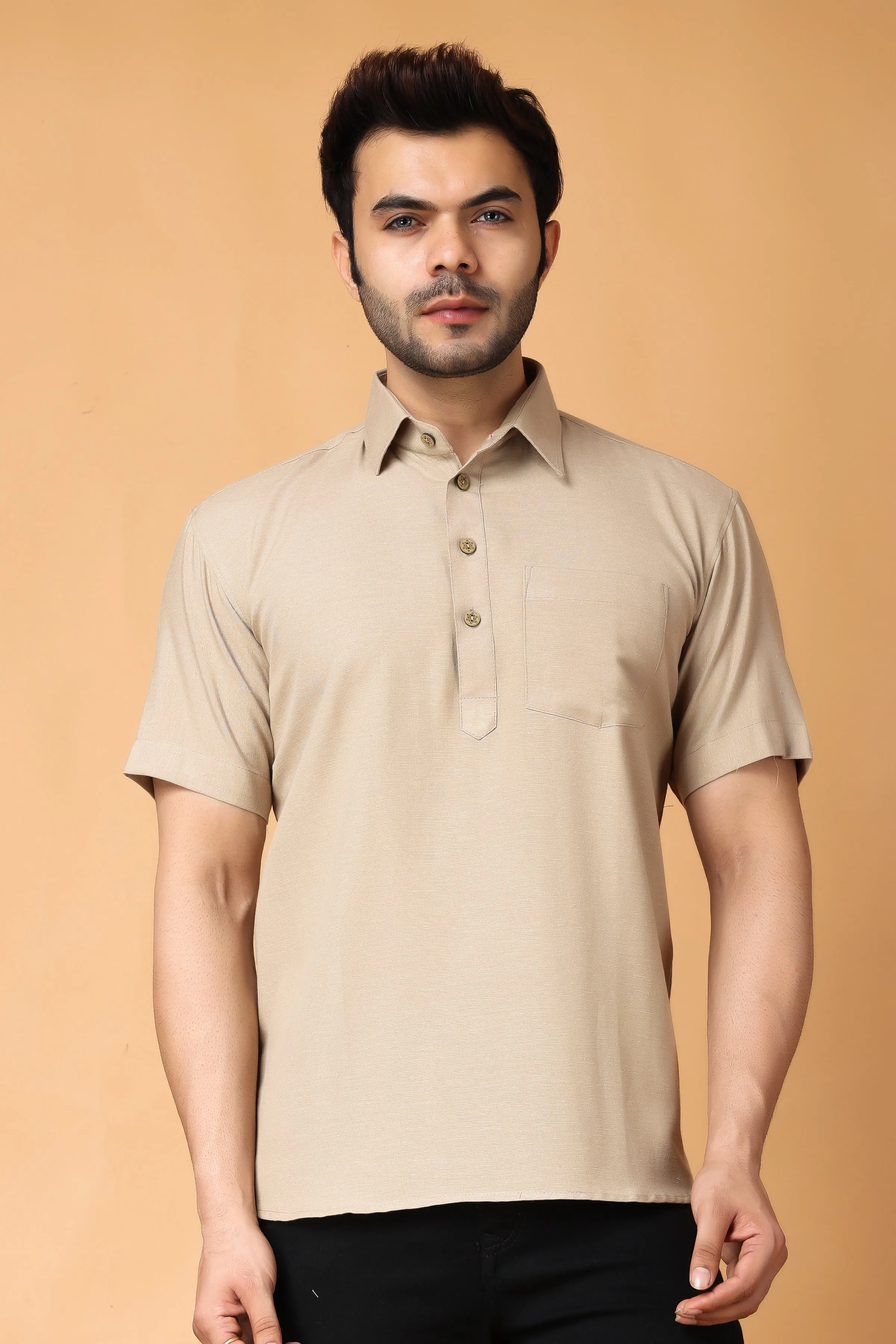 Earthy Cotton Linen Short Kurta