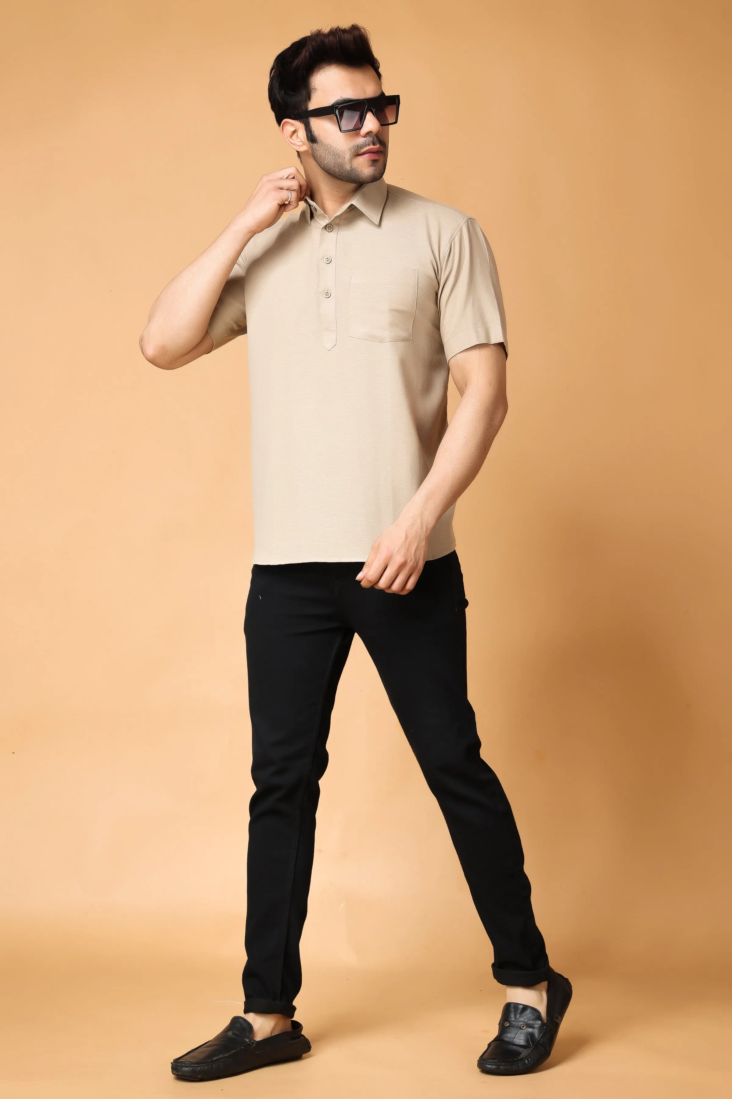 Earthy Cotton Linen Short Kurta