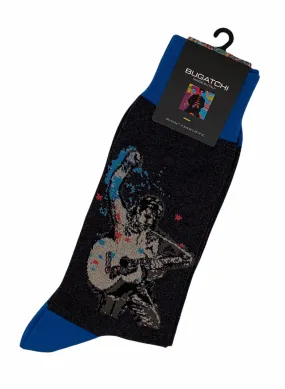 Elvis Guitar Rock Socks- Dark Grey