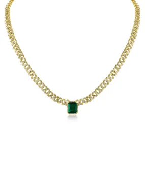 Emerald Center CZ Chain Necklace