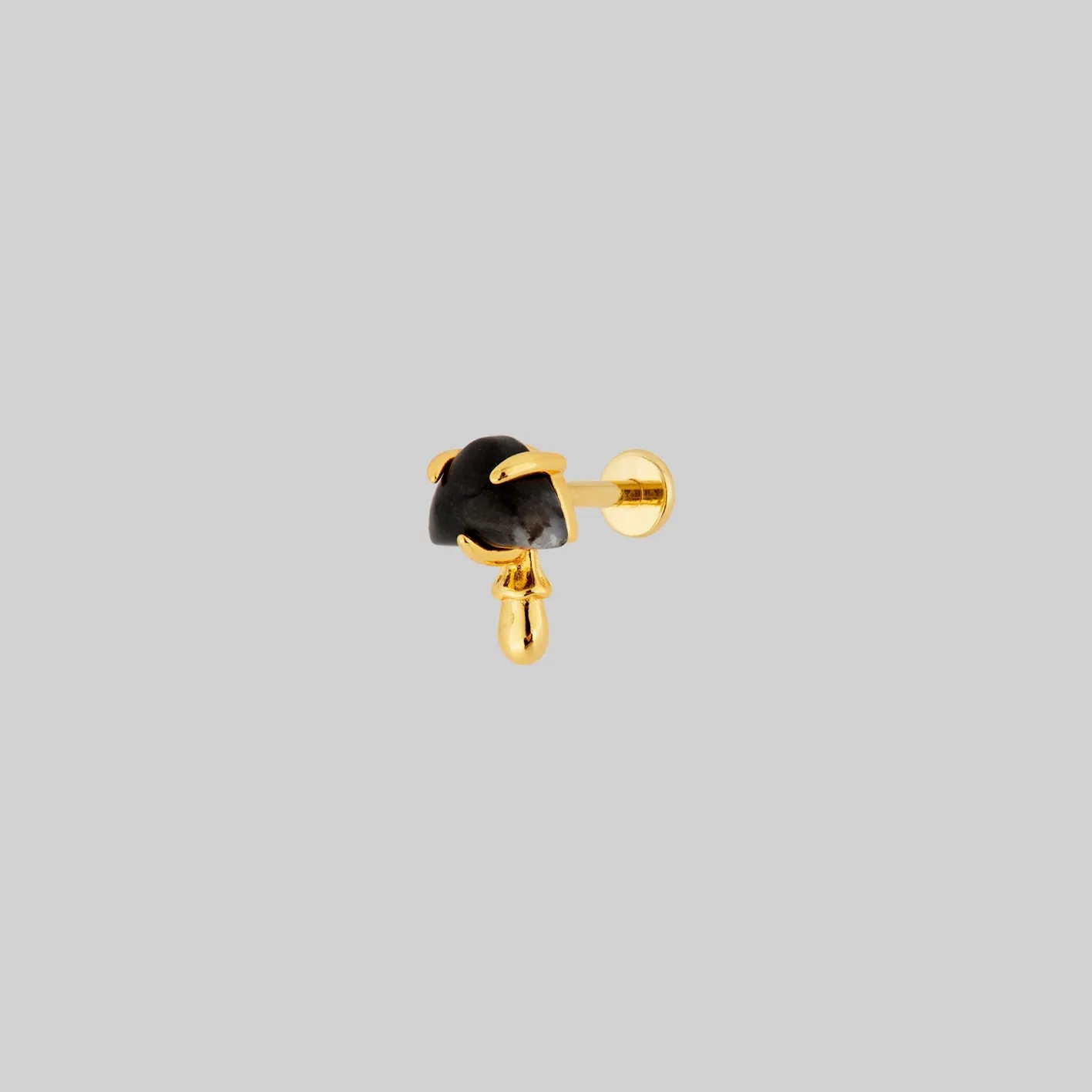 ENOKI. Tiny Mushroom Gemstone Stud Earring - Gold