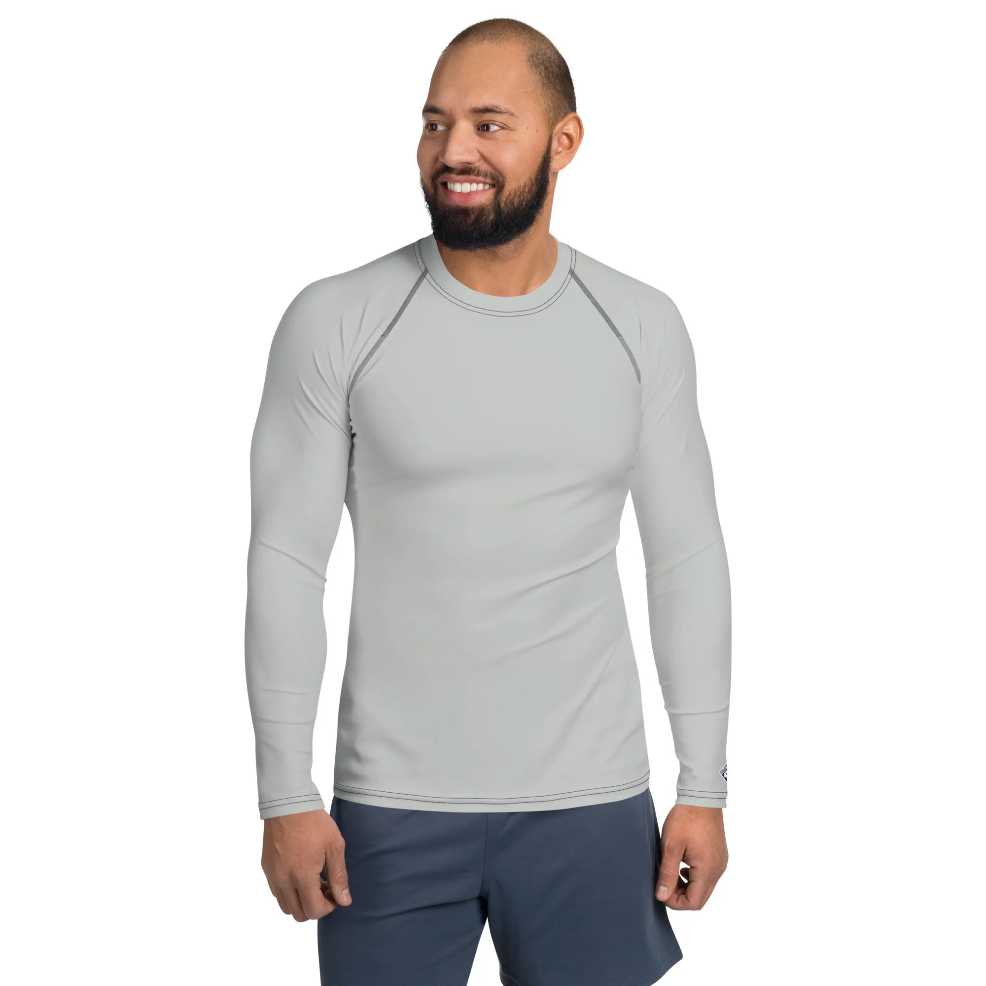 Essential Elegance: Solid Color Rash Guard for Men - Smoke