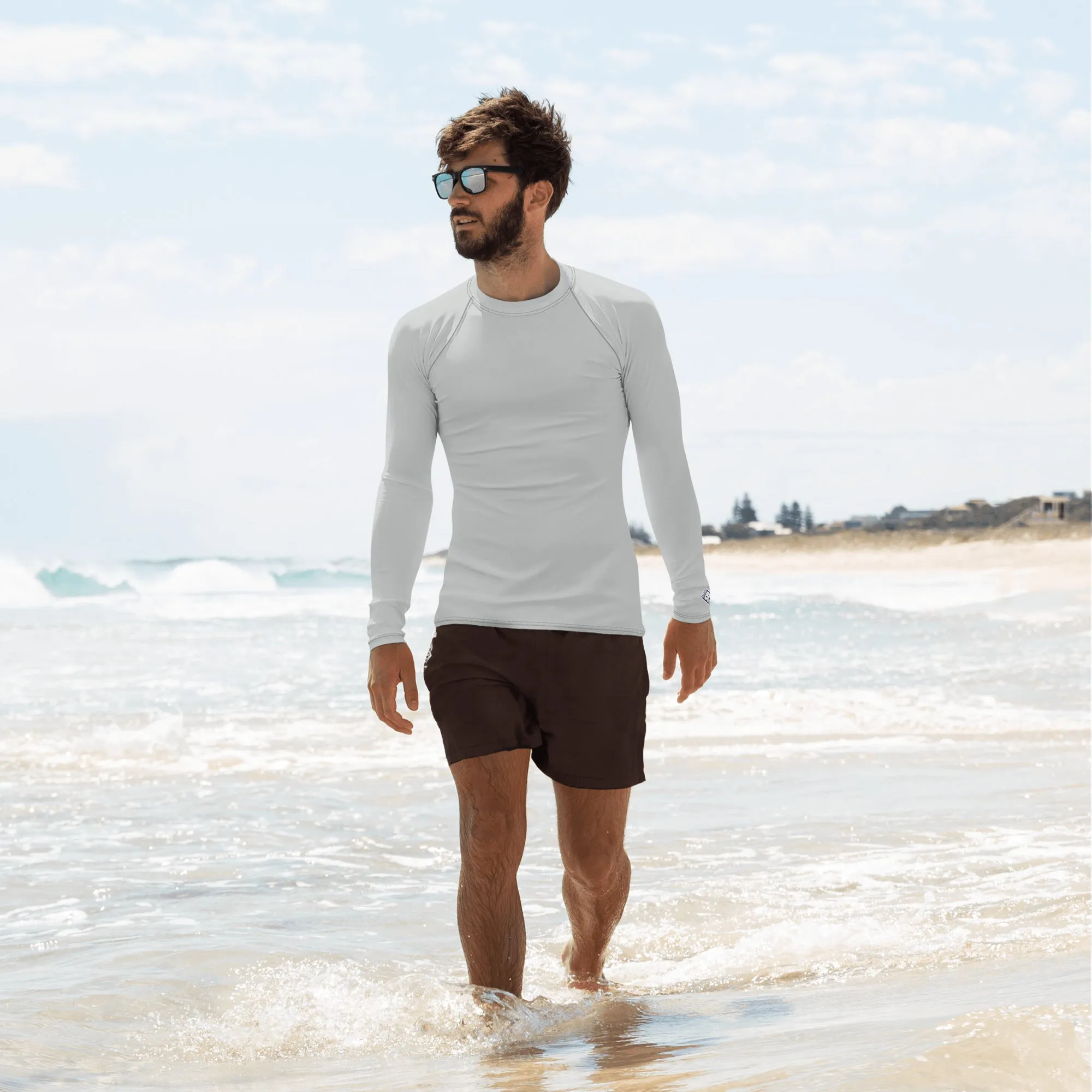 Essential Elegance: Solid Color Rash Guard for Men - Smoke