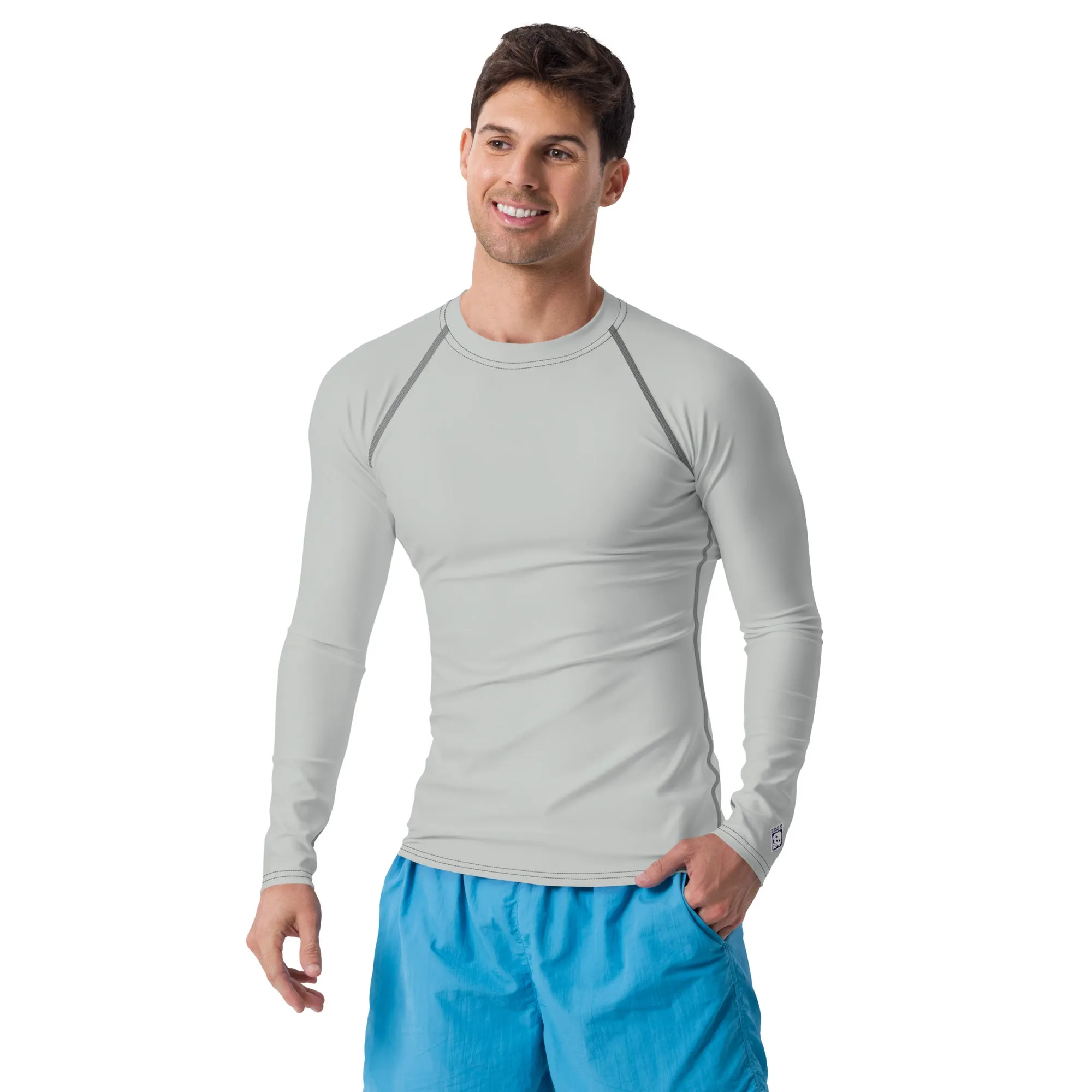 Essential Elegance: Solid Color Rash Guard for Men - Smoke