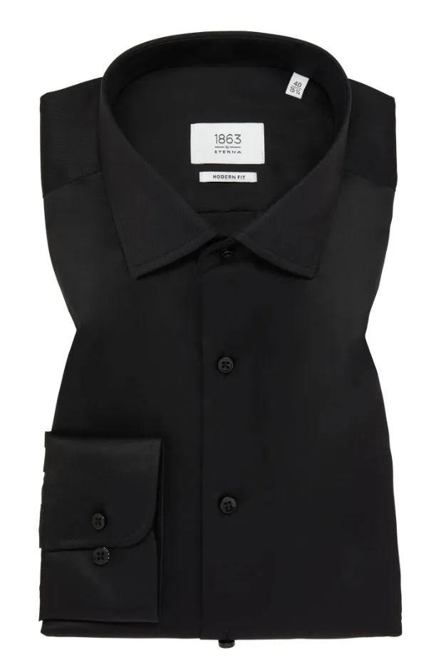 Eterna X-Tall Jet Black Two Ply Shirt Black