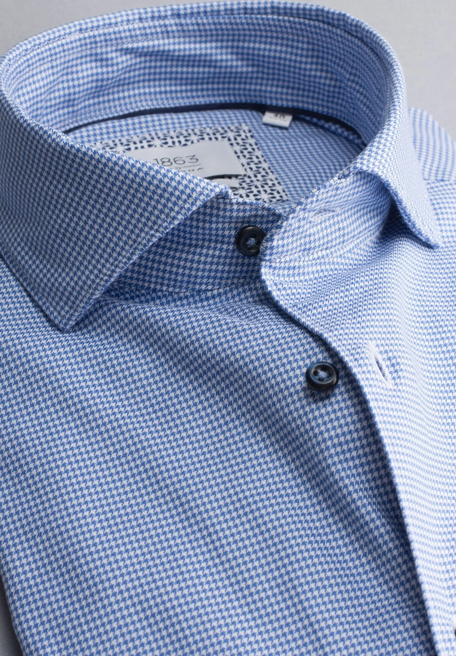 Eterna X-Tall Sky Blue Mini Check Shirt Blue