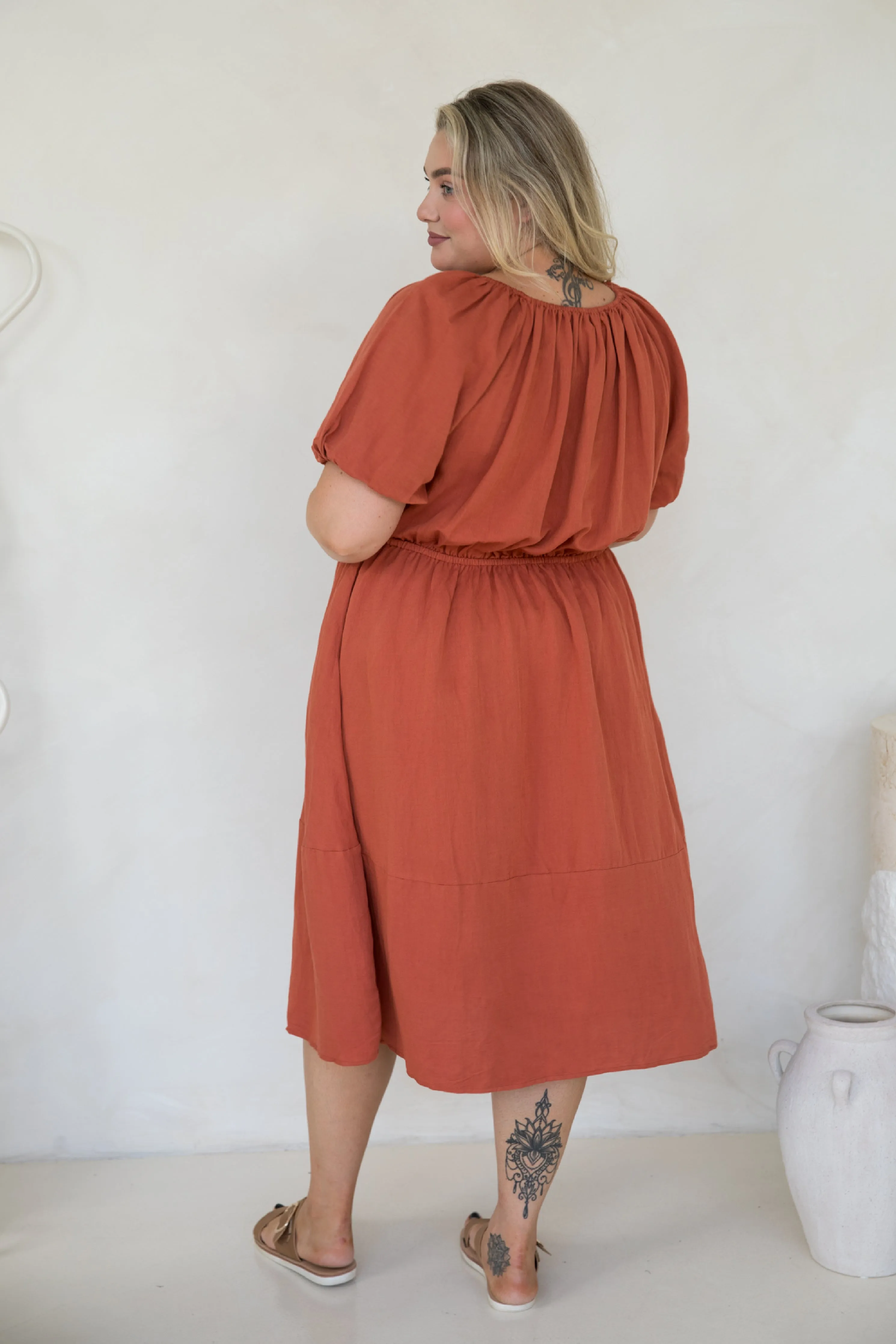 FINAL SALE Juliette Dress in Terracotta