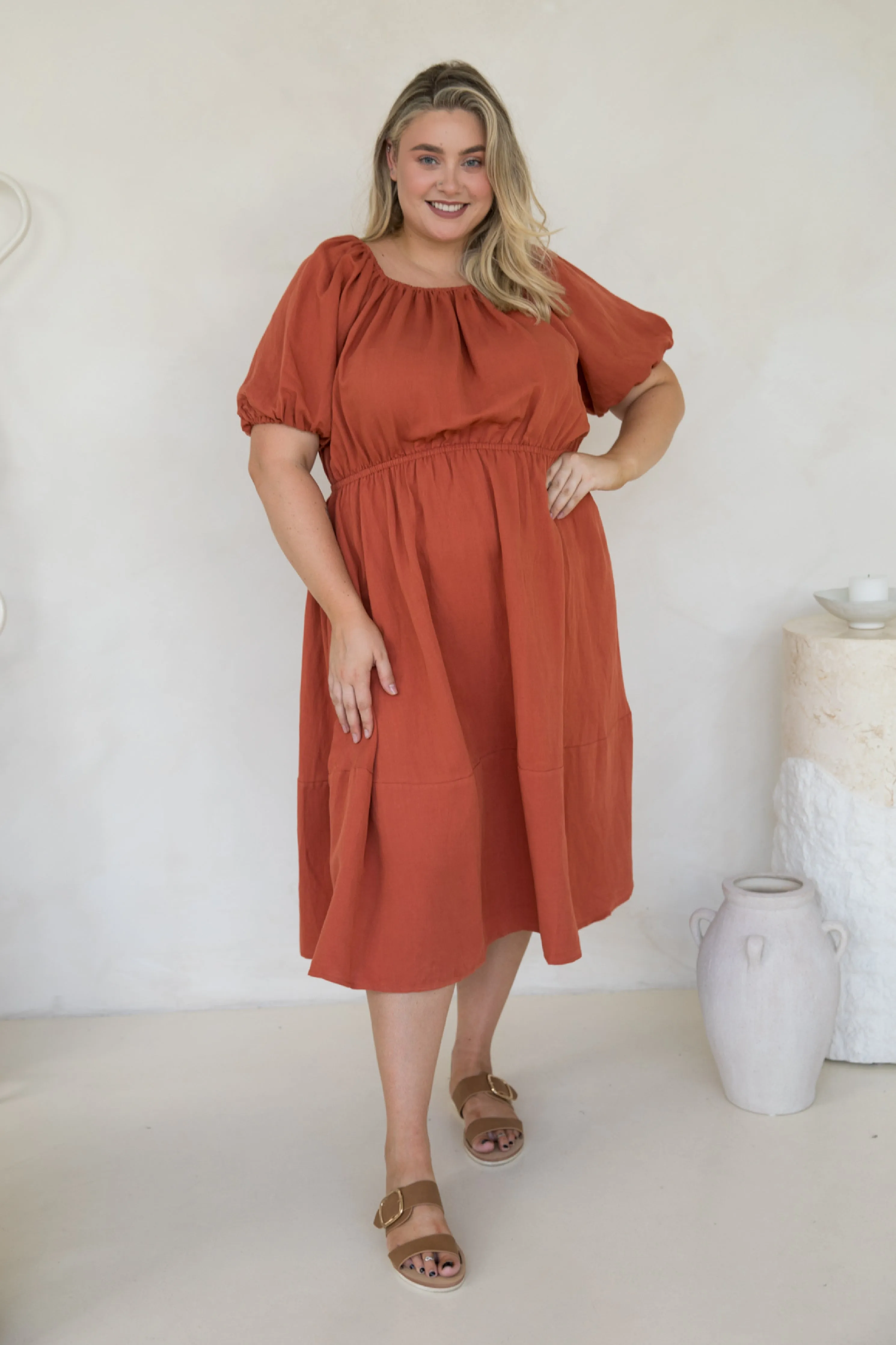 FINAL SALE Juliette Dress in Terracotta