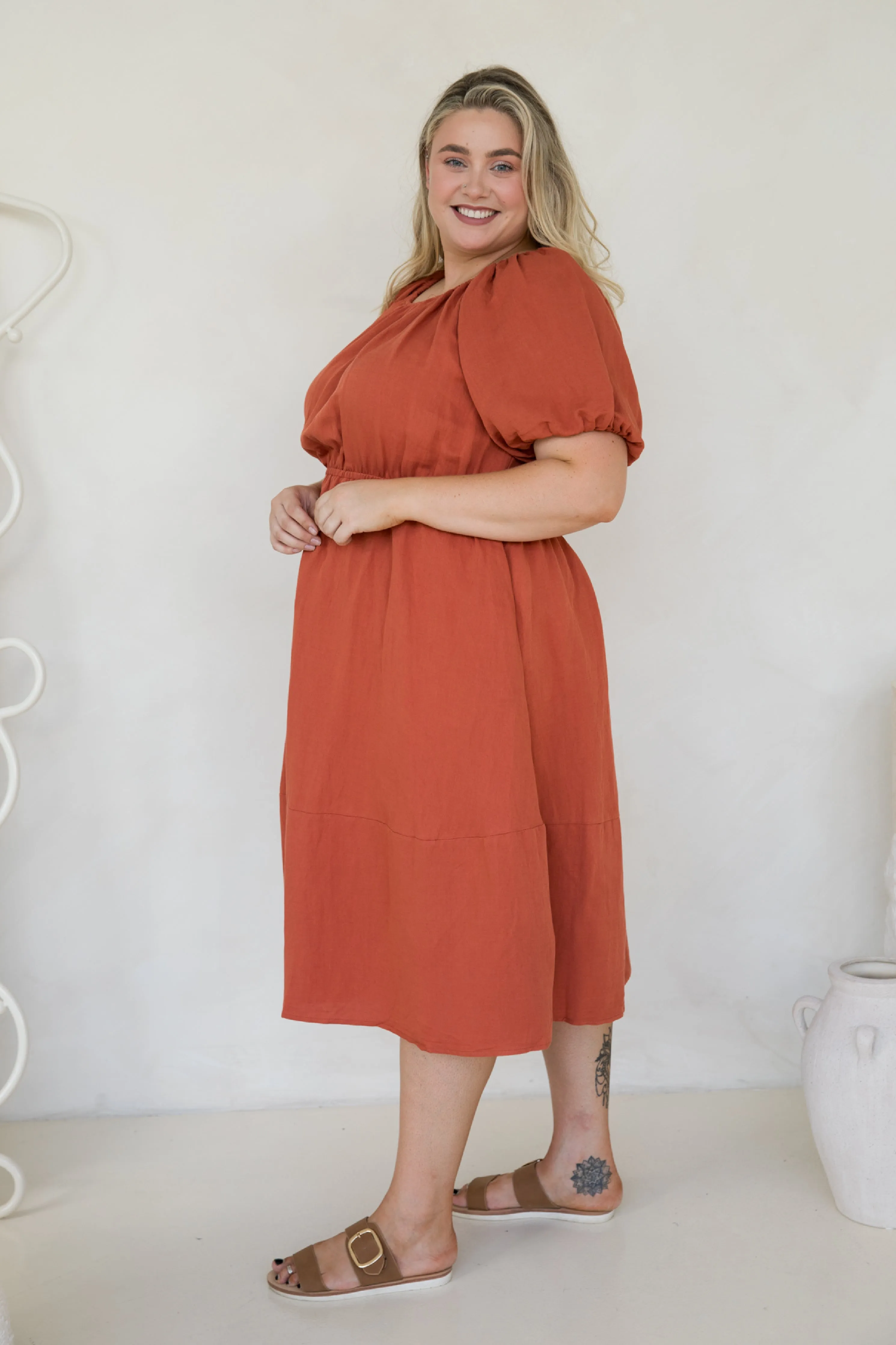 FINAL SALE Juliette Dress in Terracotta