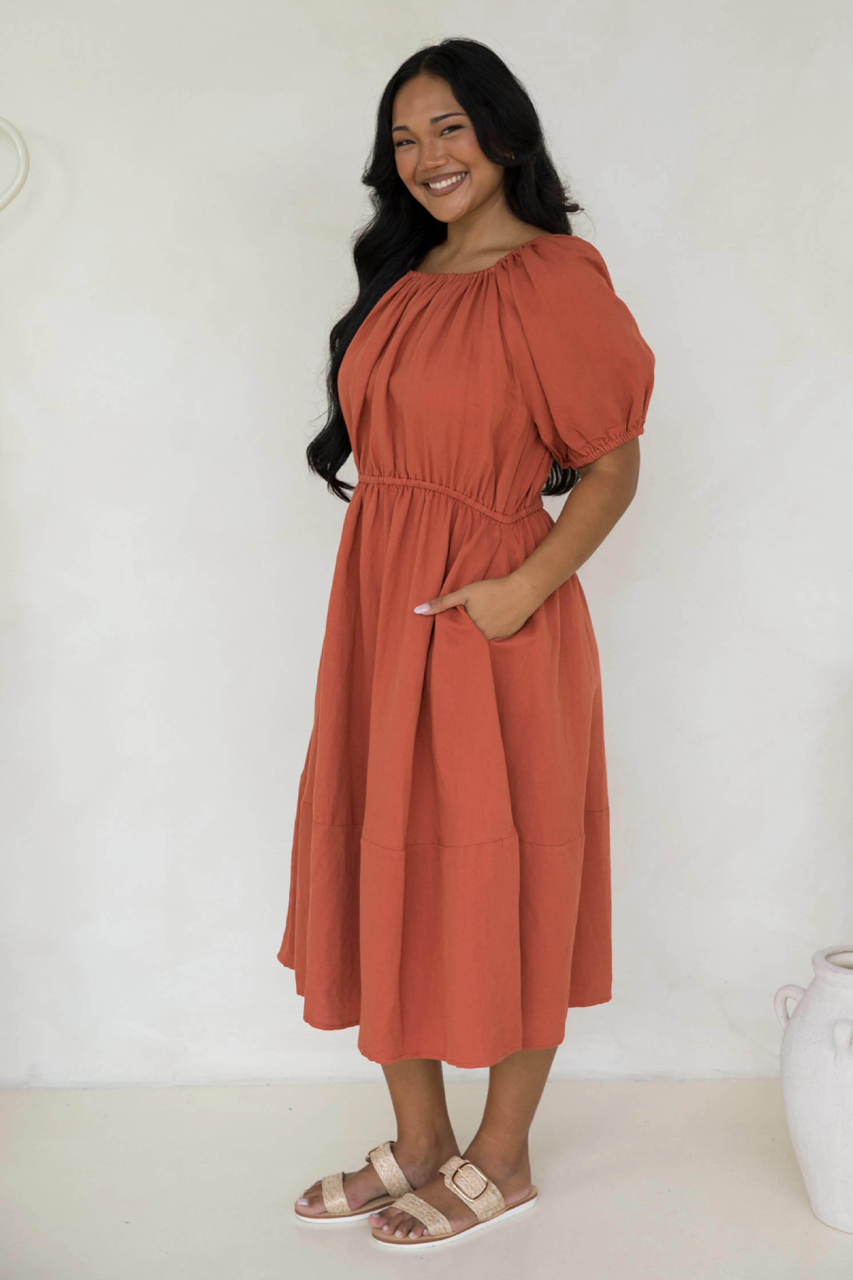 FINAL SALE Juliette Dress in Terracotta