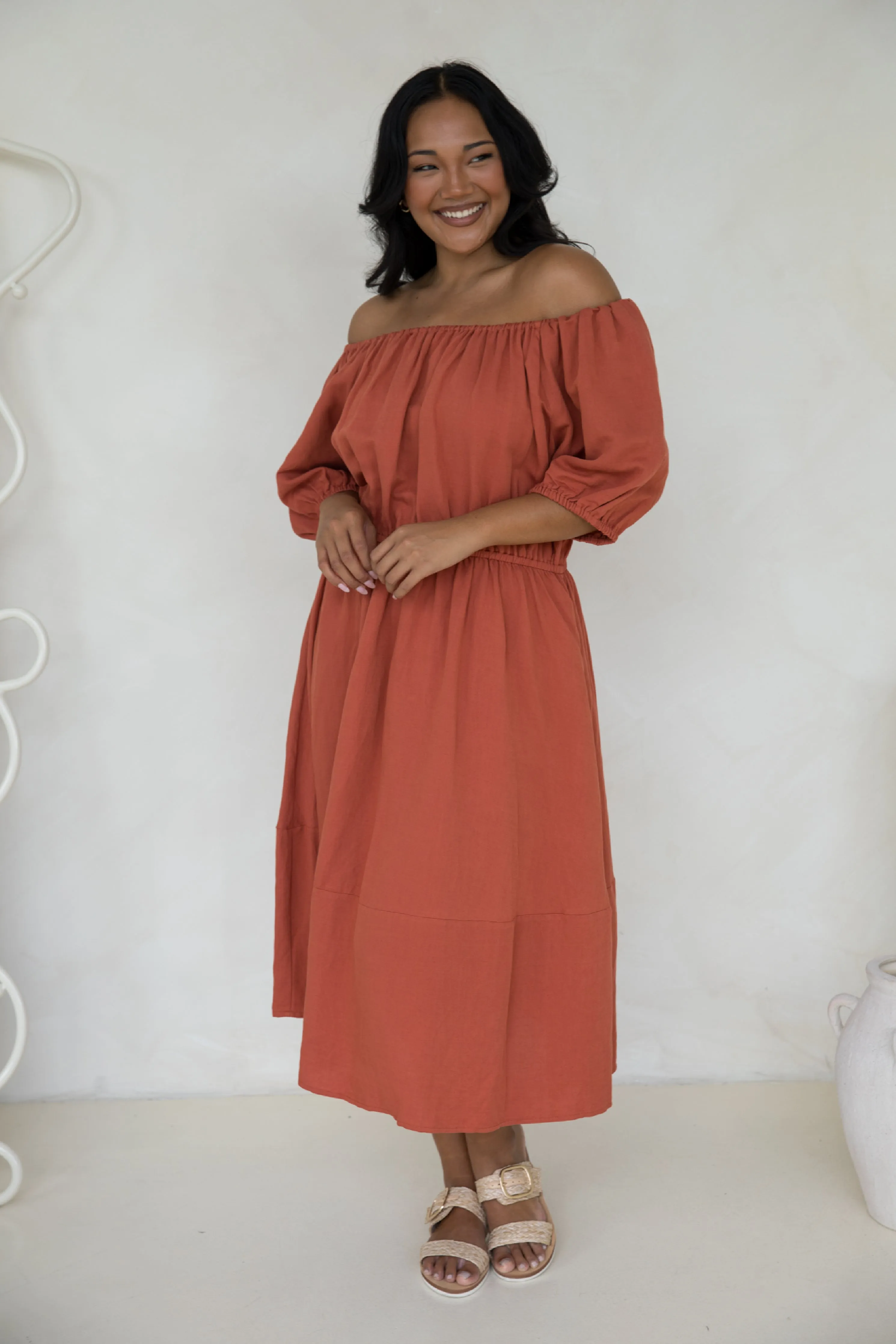 FINAL SALE Juliette Dress in Terracotta