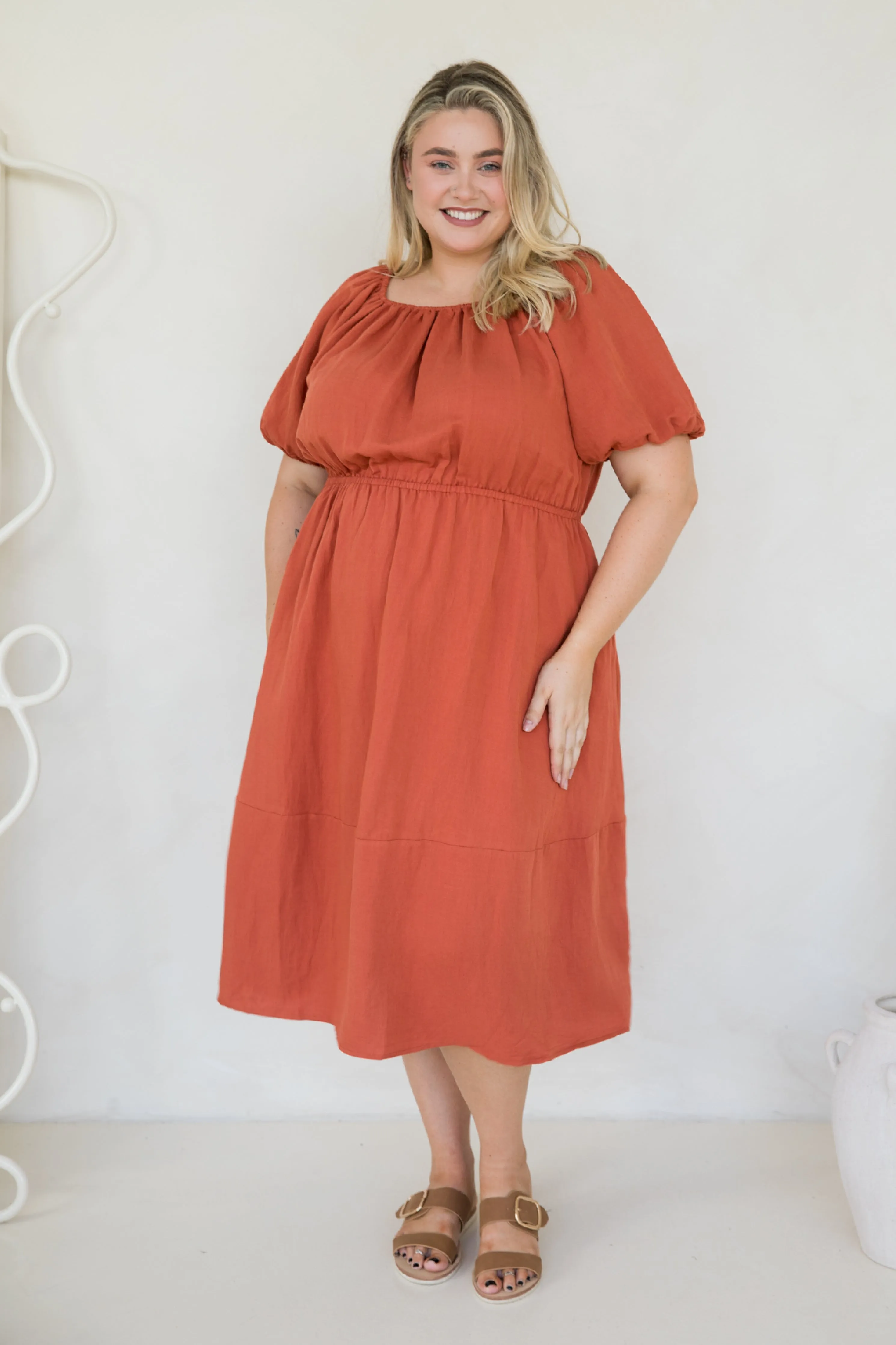 FINAL SALE Juliette Dress in Terracotta