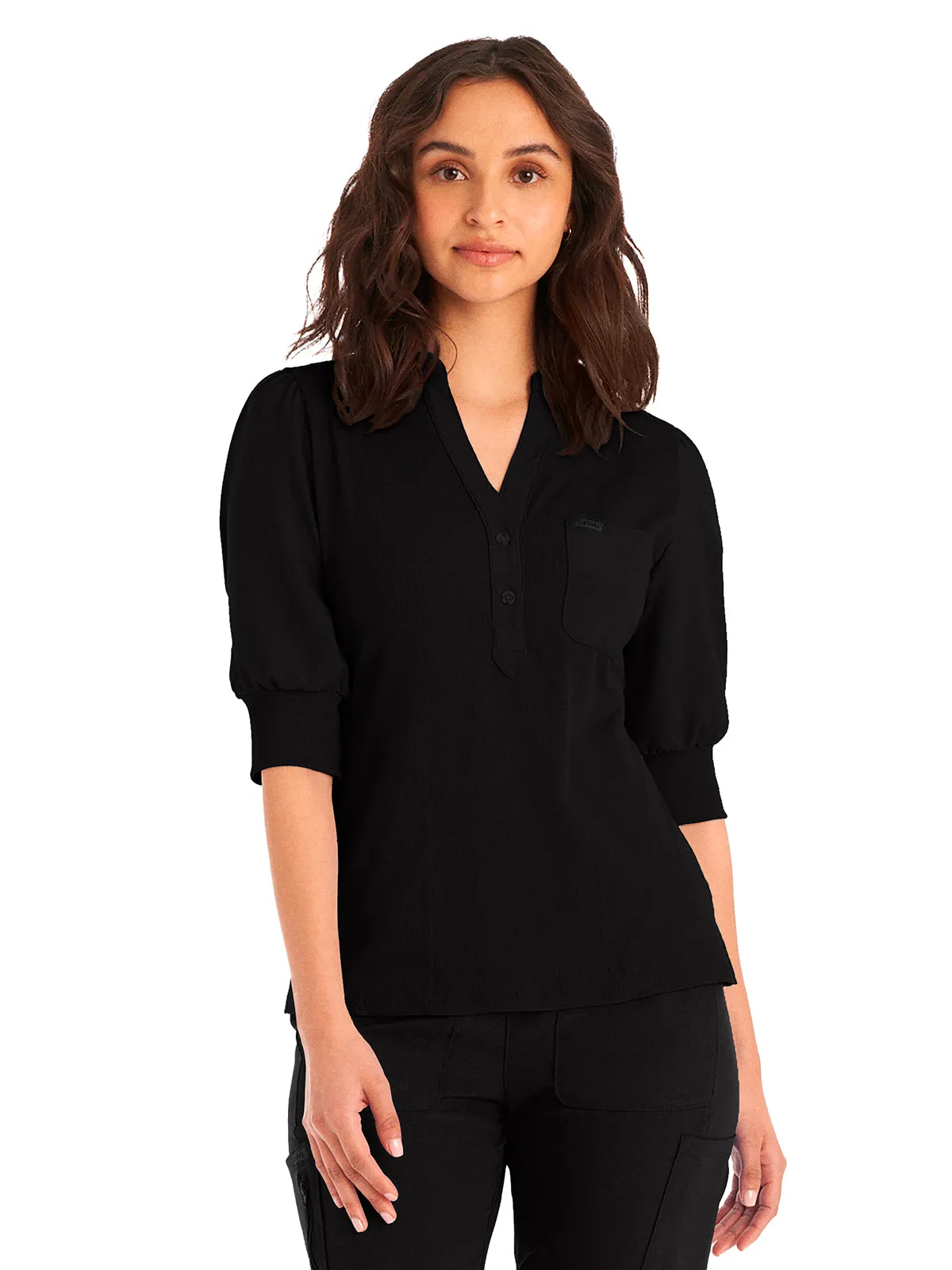 Forward - Women's 3-Pocket Rib Knit Collar Top