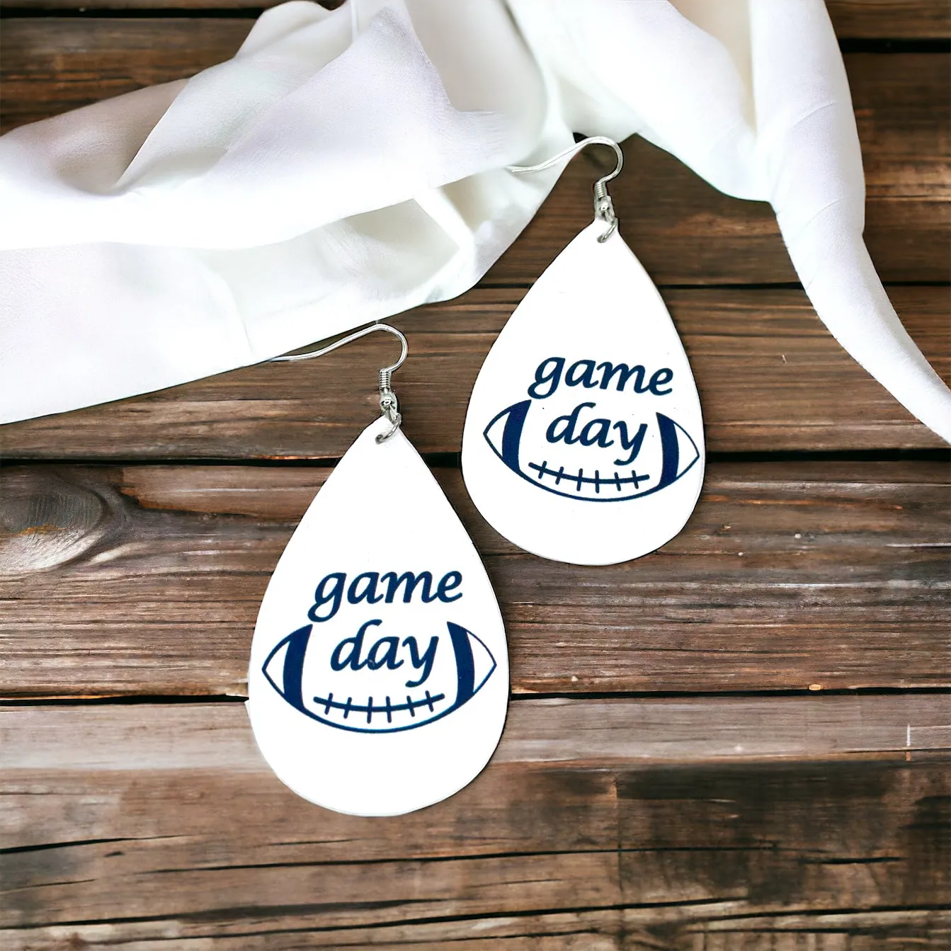 Game Day Earrings - Football Earrings, Football Jewelry, Super Bowl Earrings, Handmade Earrings, Handmade Jewelry, Shell Earrings, Rugby Earrings, Cheerleader, Football Mom