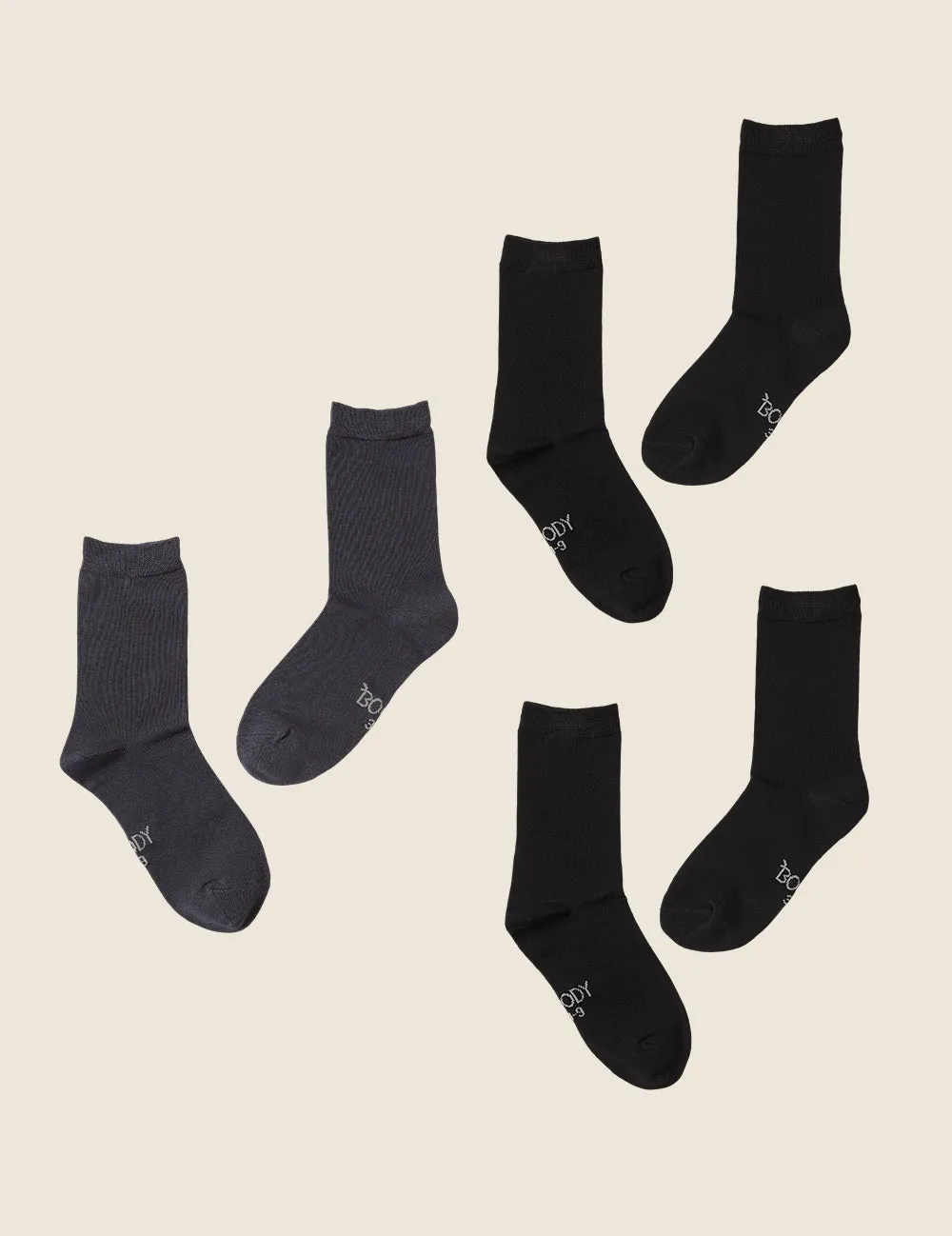 Giftbox - 3-Pack Women's Everyday Crew Socks - Black, Black, Slate