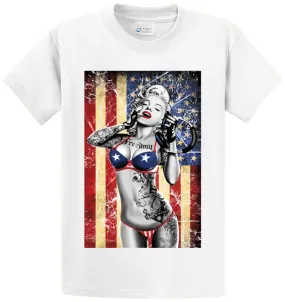 Girl Flag Freedom Printed Tee Shirt