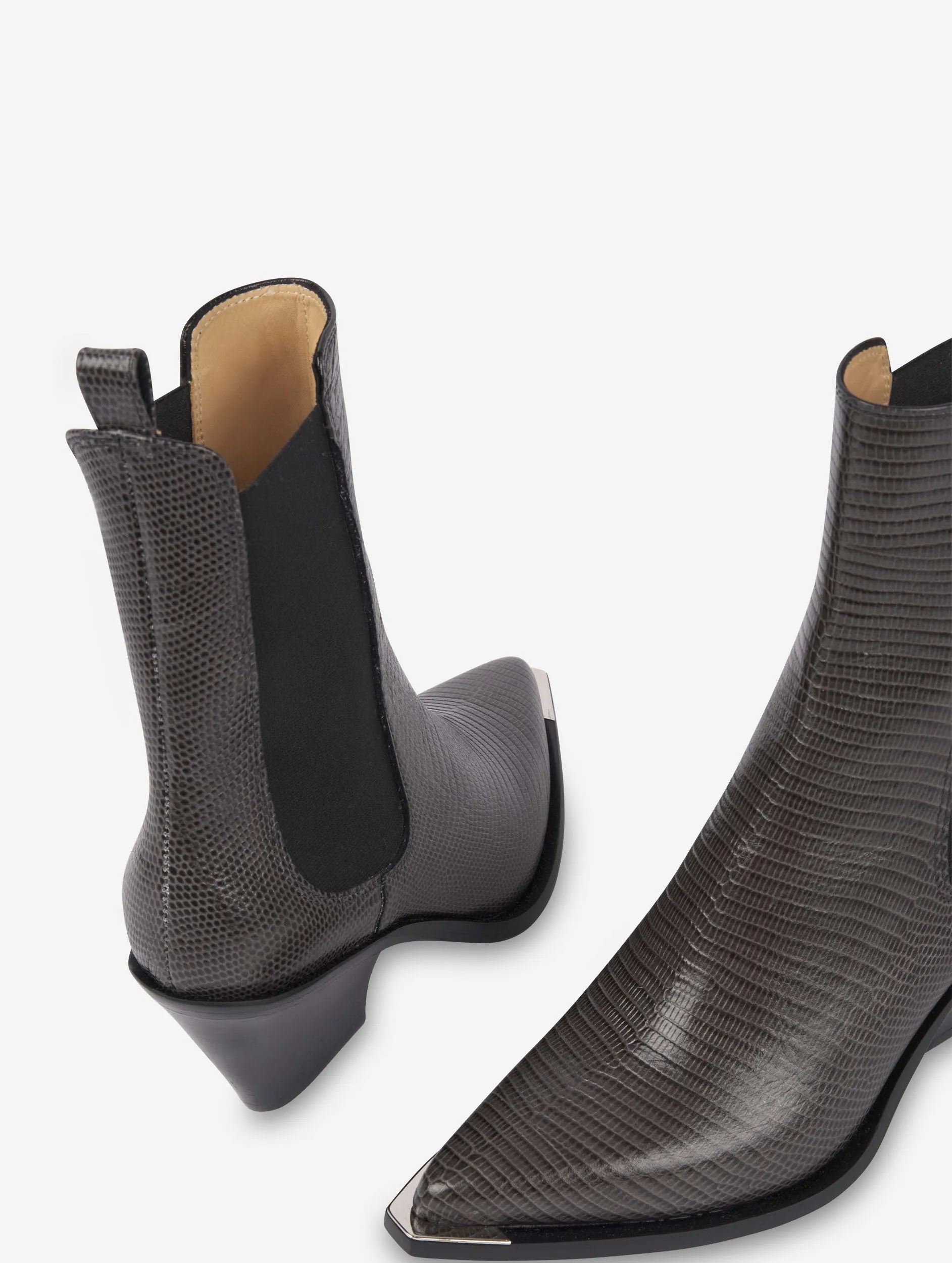 grey lizard skin elasticated boots