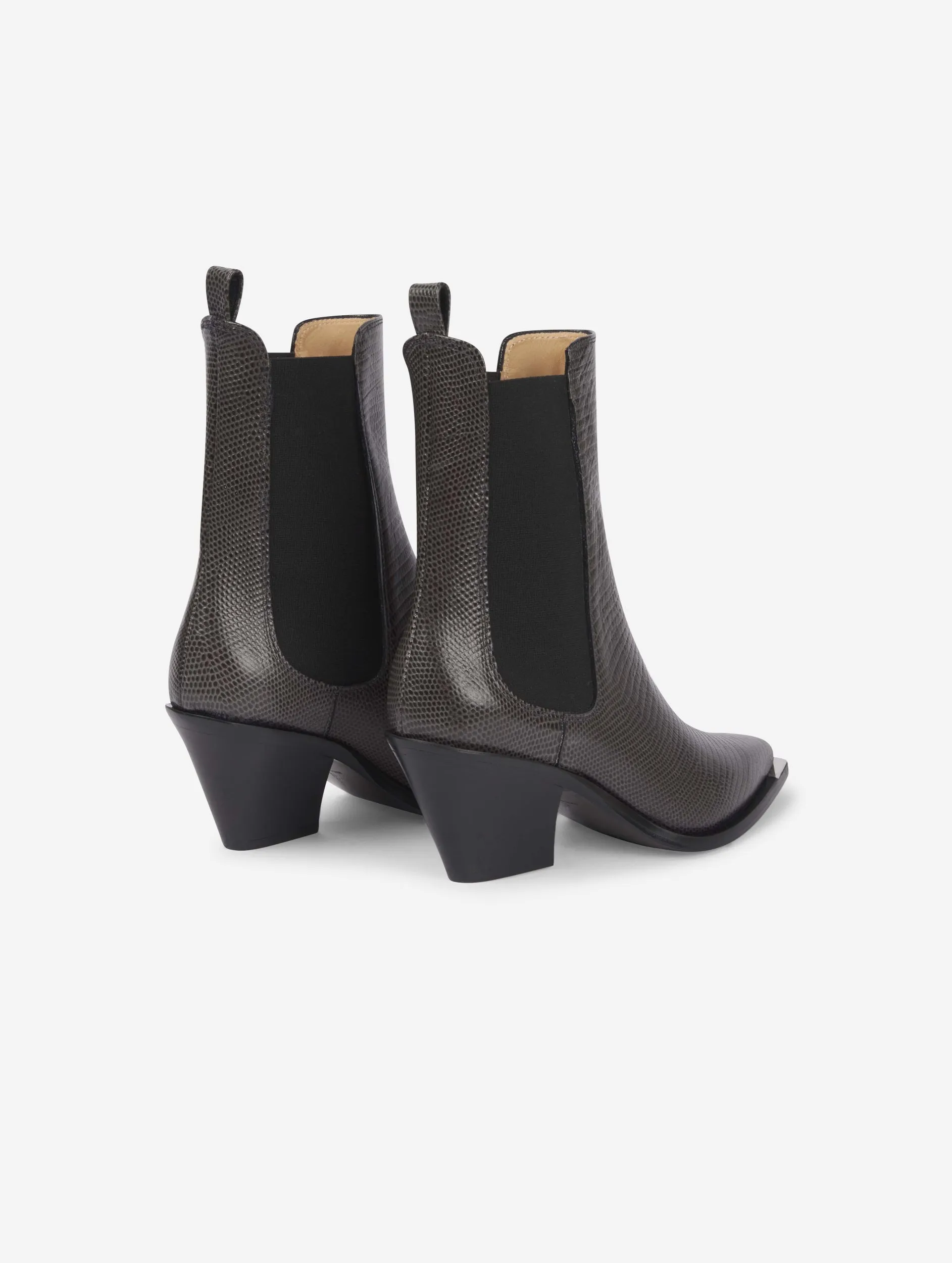 grey lizard skin elasticated boots