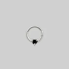 HEART & SOUL. Black Spinel Septum Clicker Ring - Silver