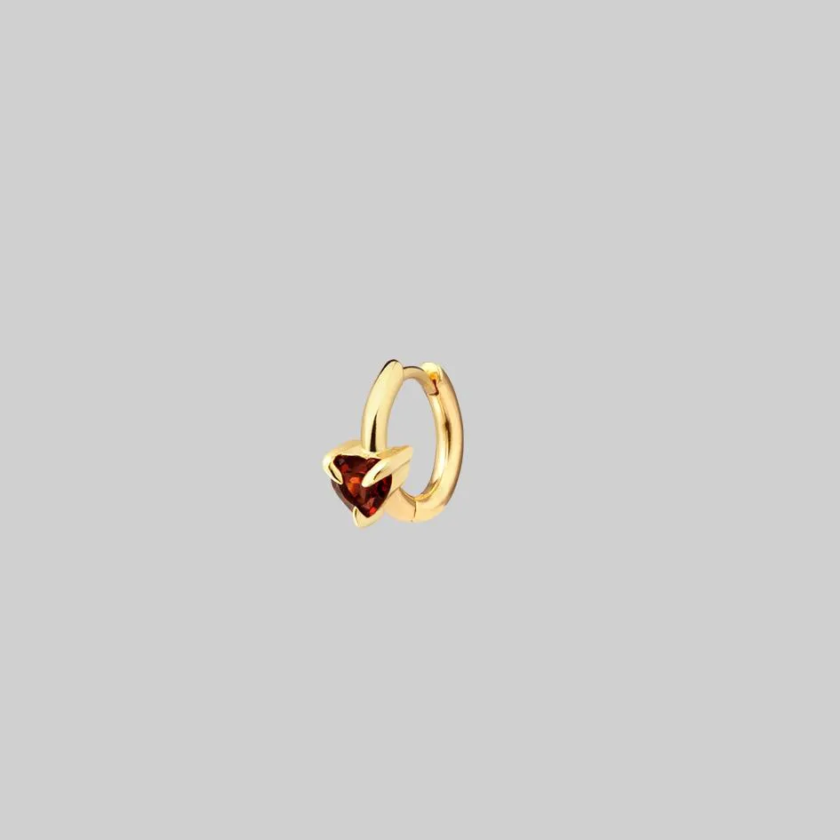 HEART & SOUL. Garnet Heart Clicker Ring - Gold