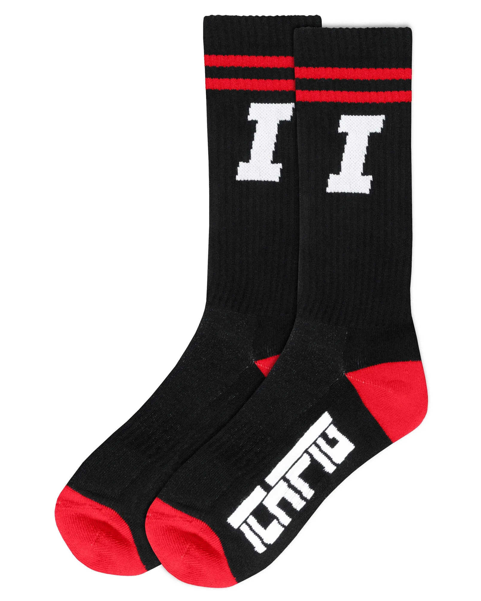 Icon Stripe Calf Socks - Black / Red