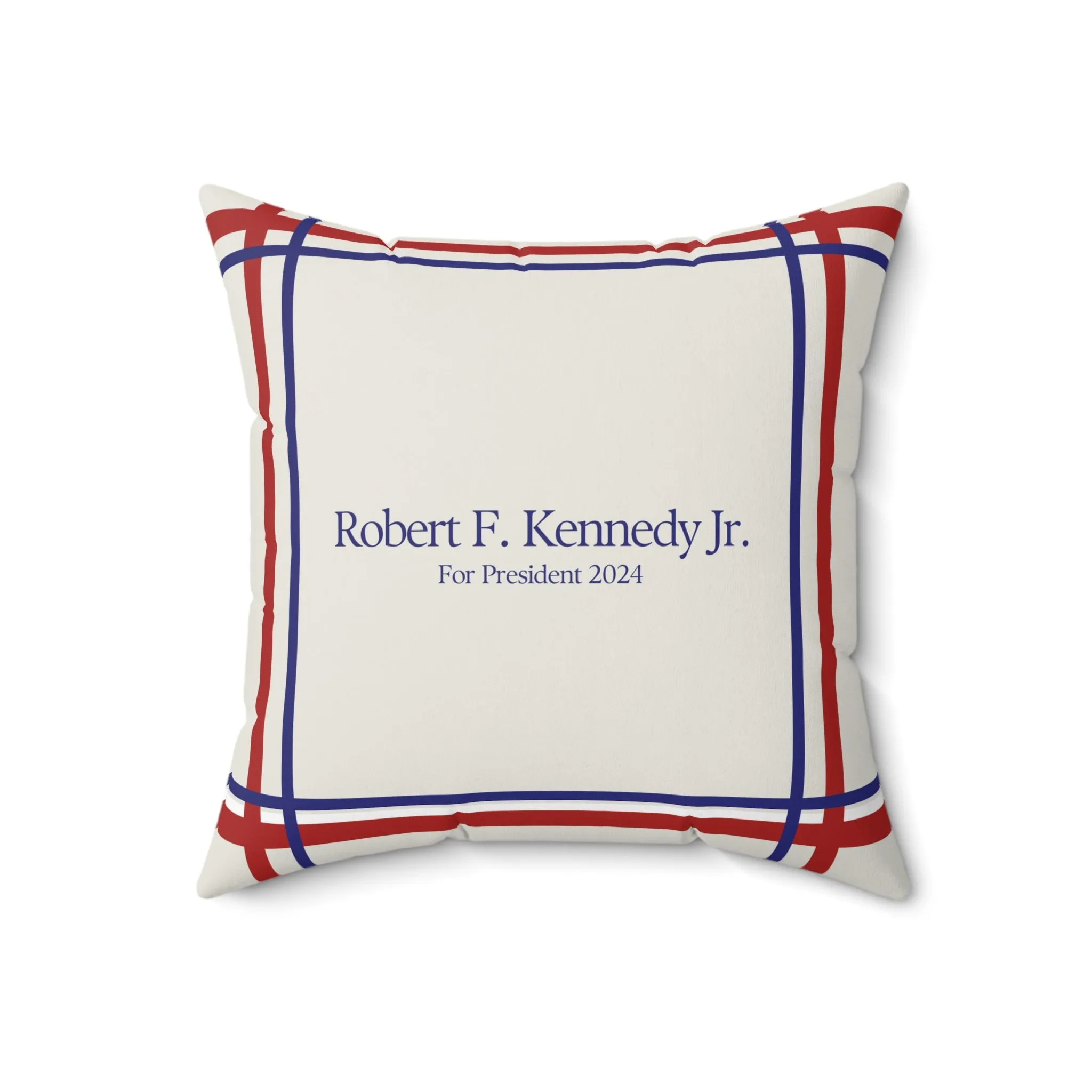 Kennedy for President Bordered Cream Square Pillow