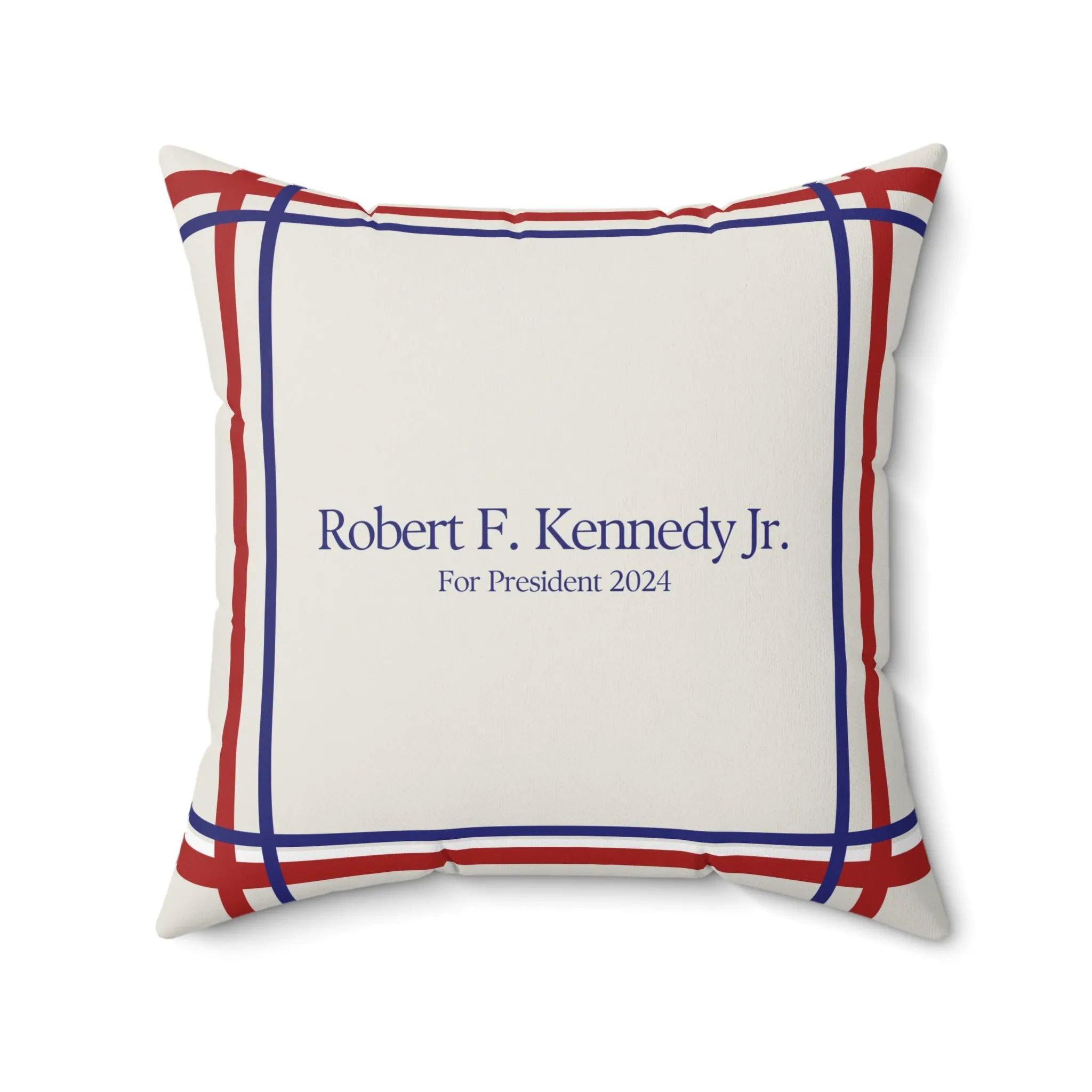 Kennedy for President Bordered Cream Square Pillow