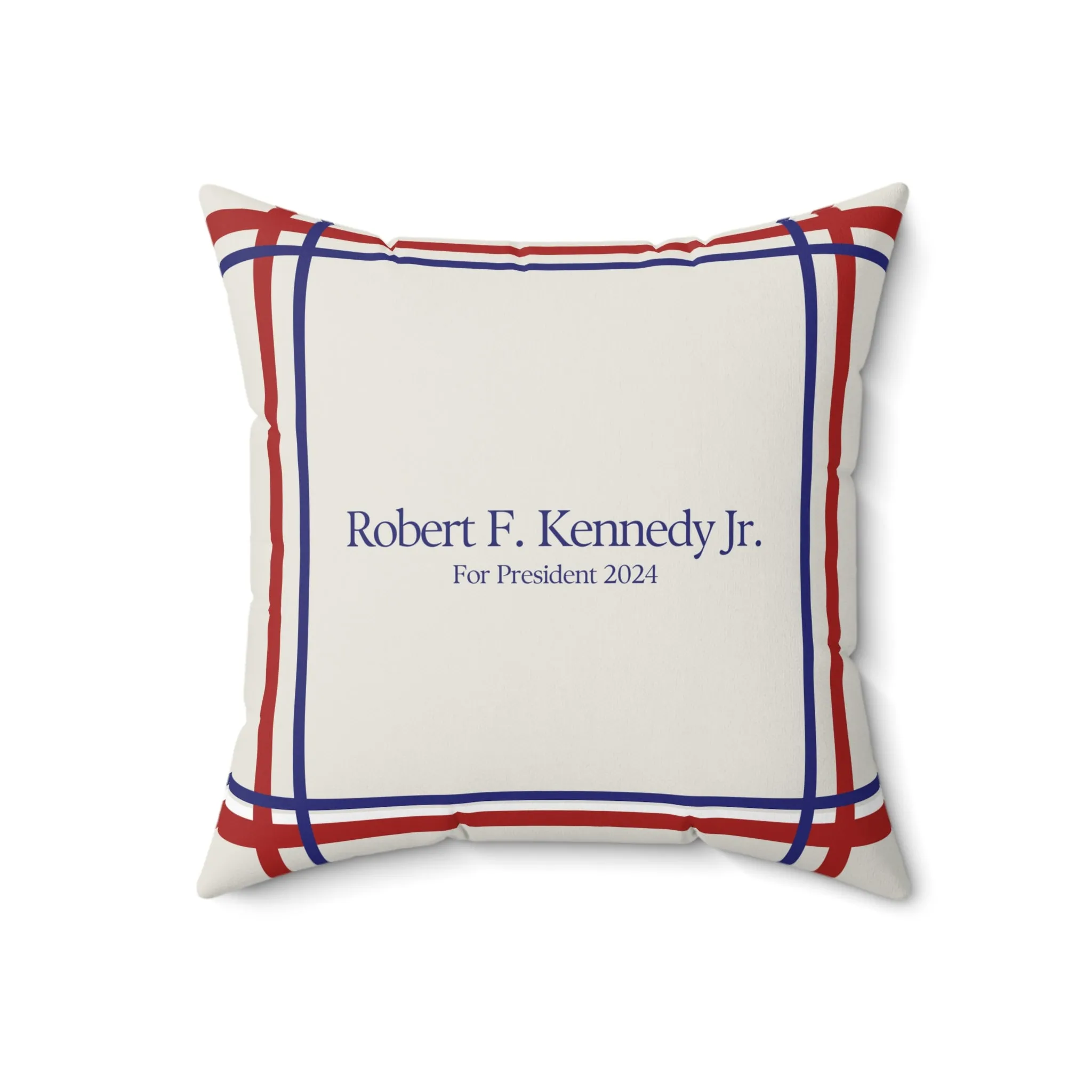 Kennedy for President Bordered Cream Square Pillow